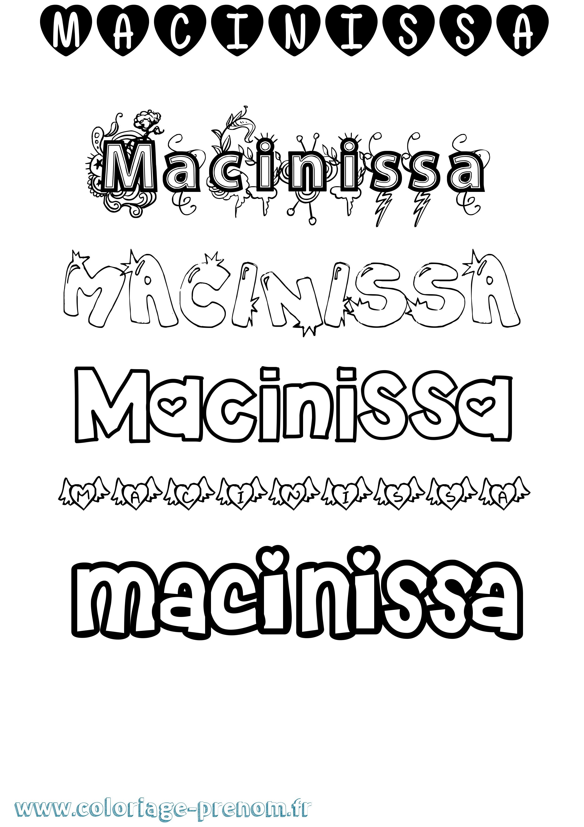 Coloriage prénom Macinissa Girly