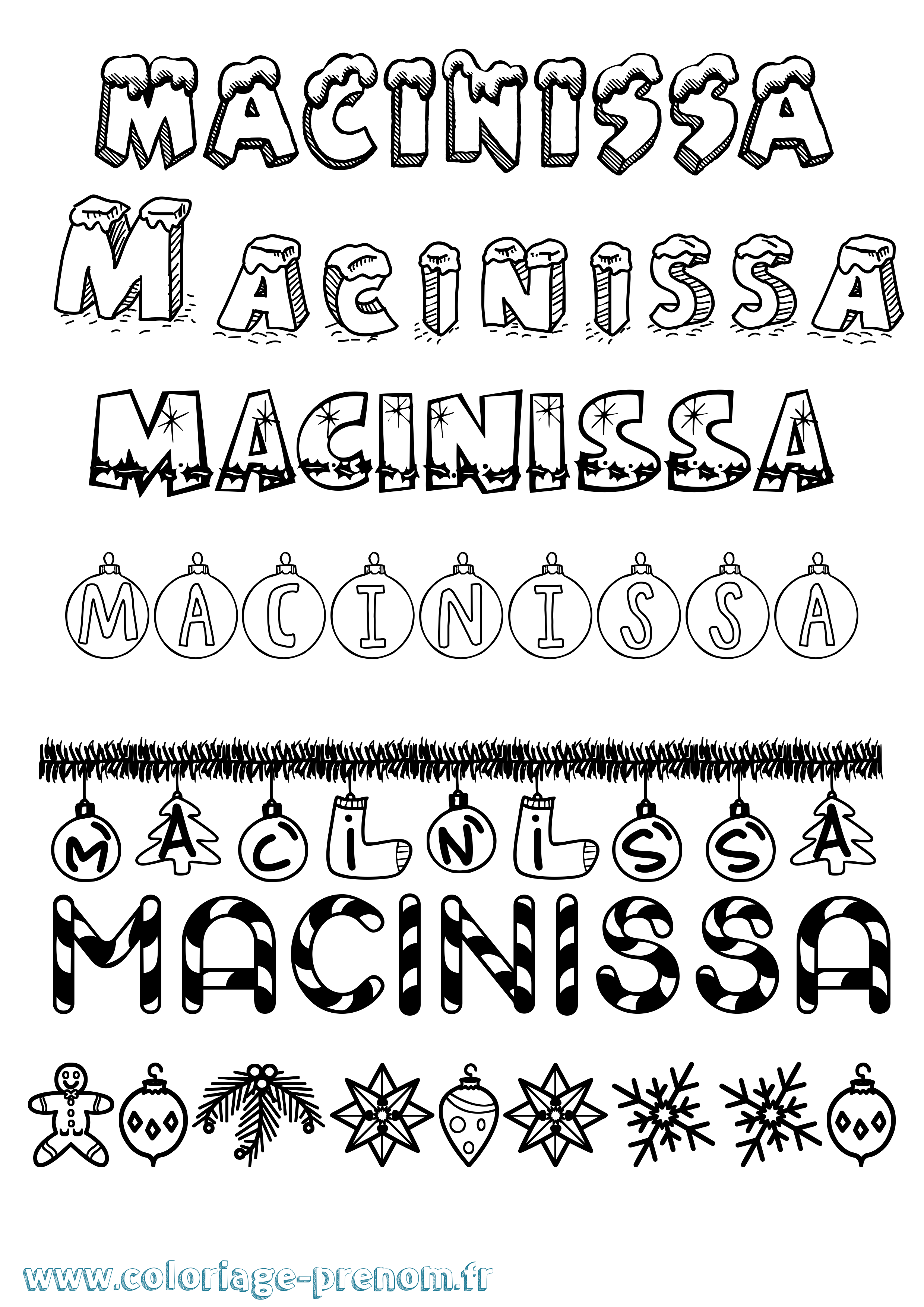 Coloriage prénom Macinissa Noël
