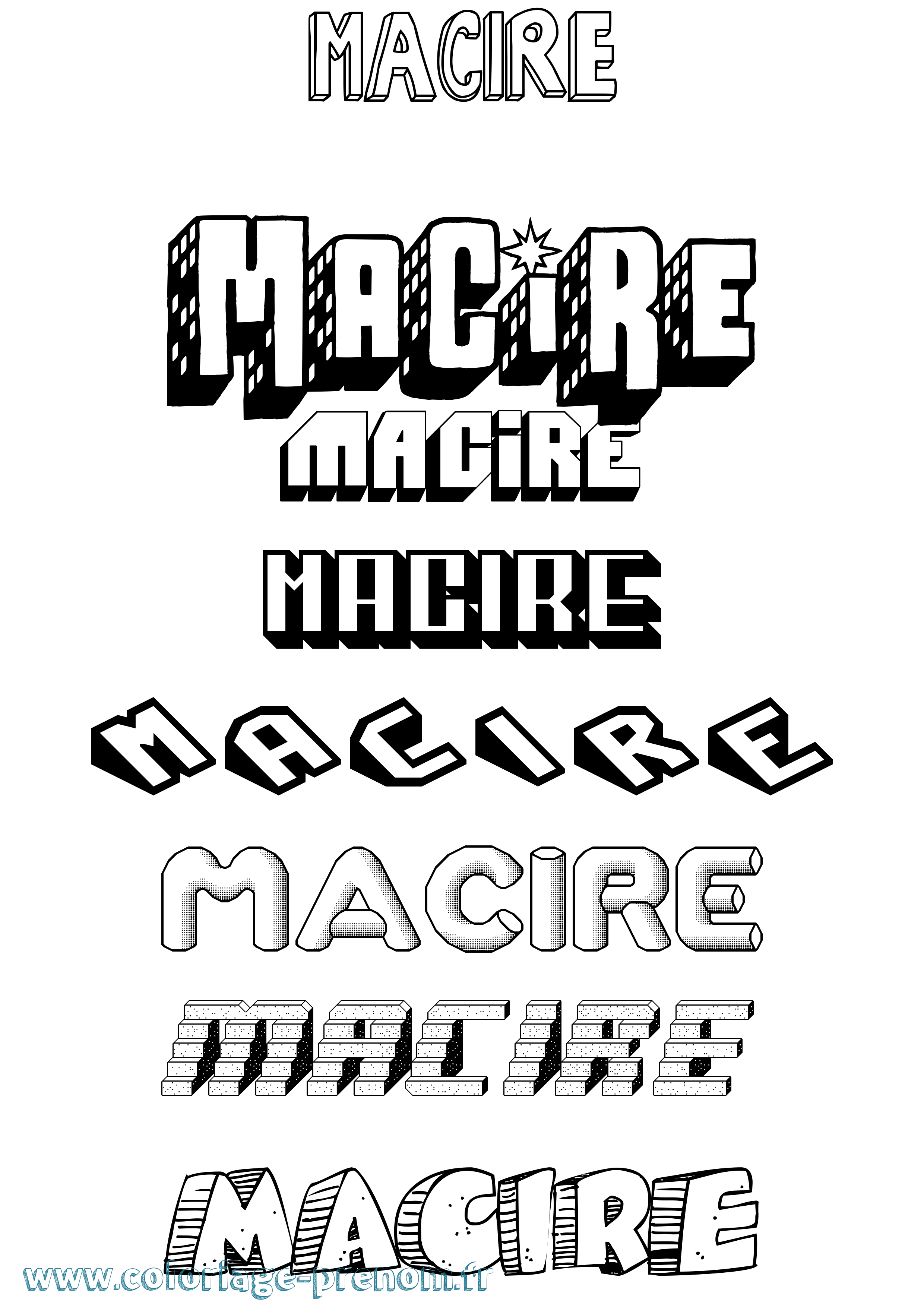 Coloriage prénom Macire Effet 3D