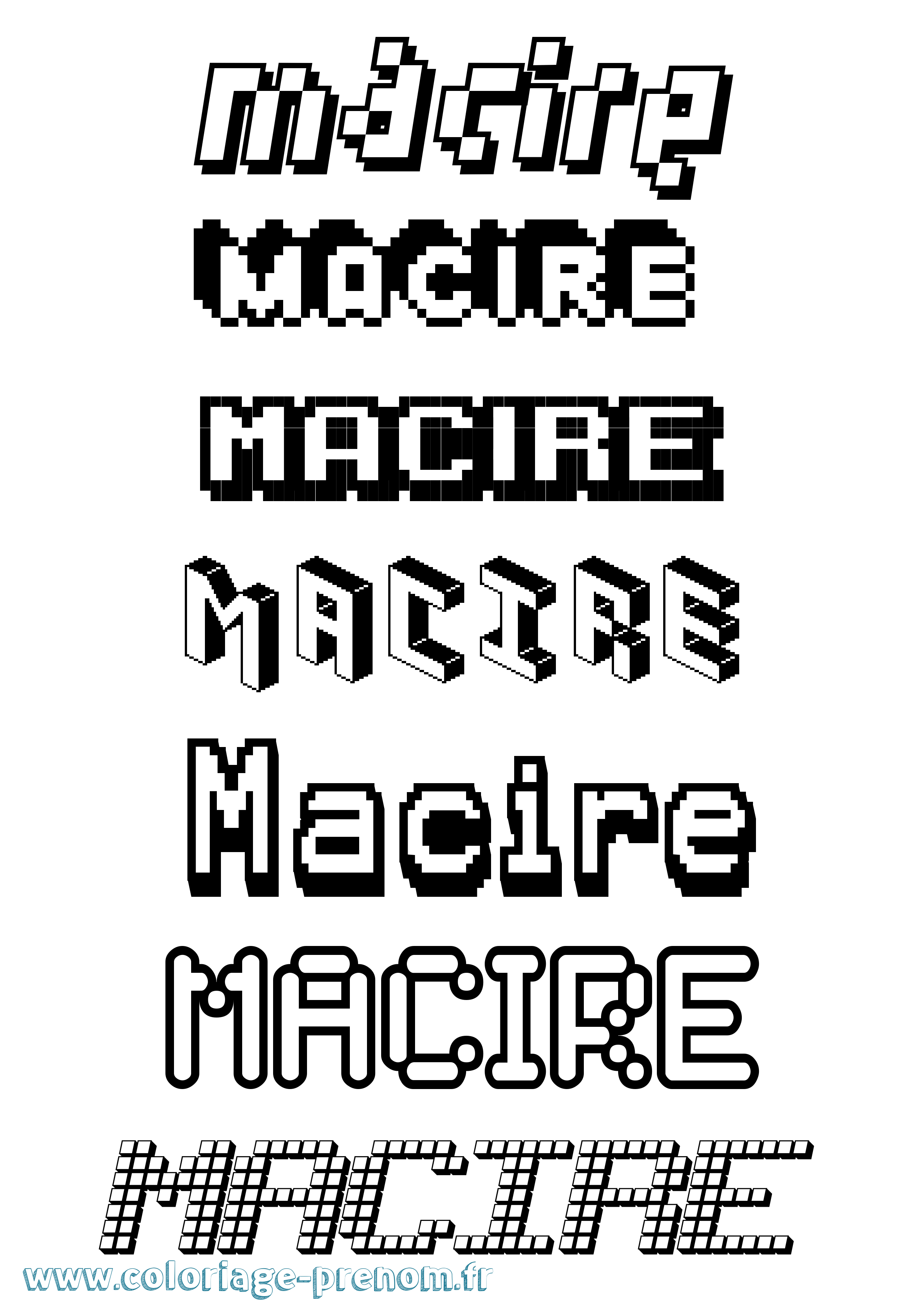 Coloriage prénom Macire Pixel
