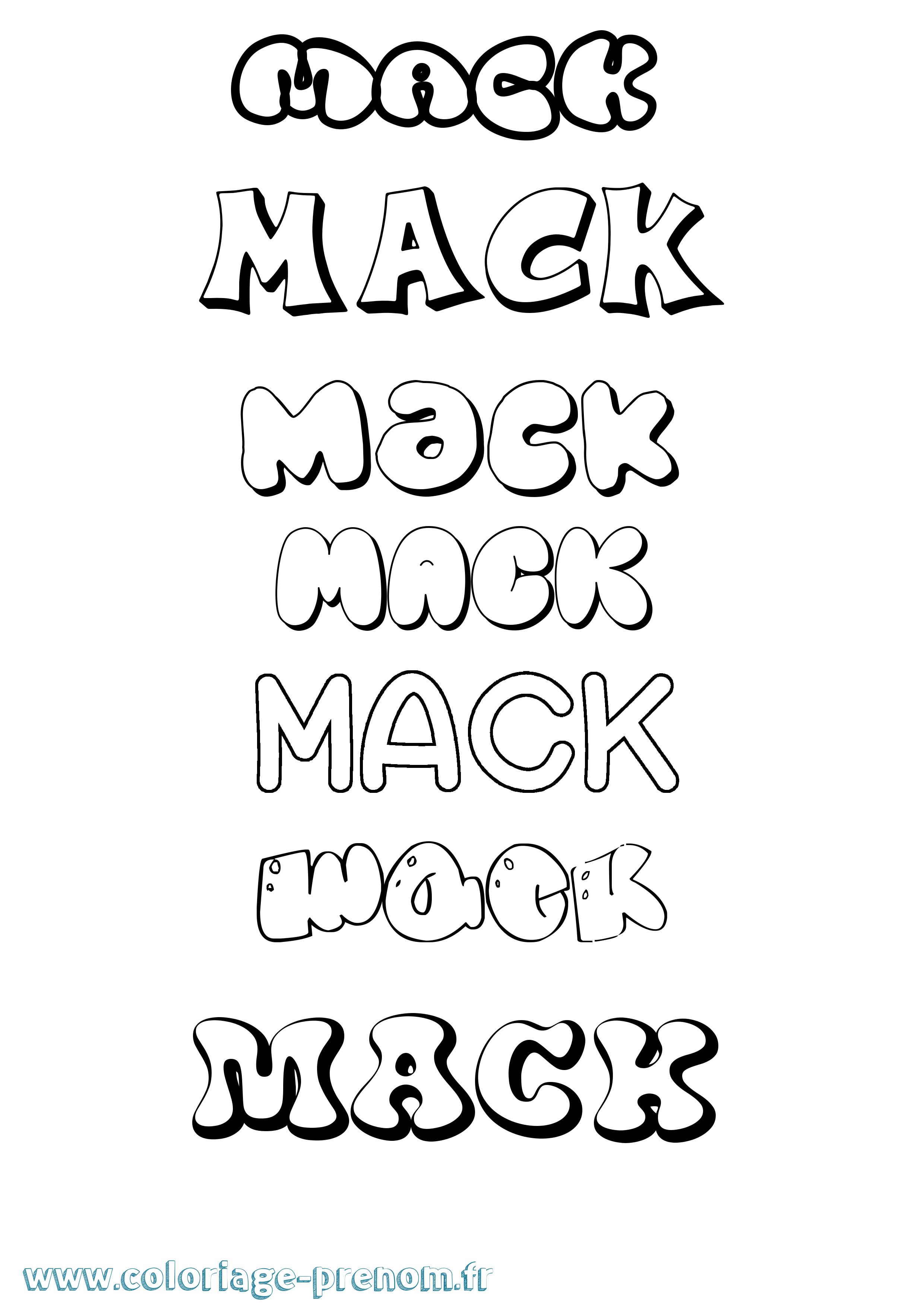 Coloriage prénom Mack Bubble