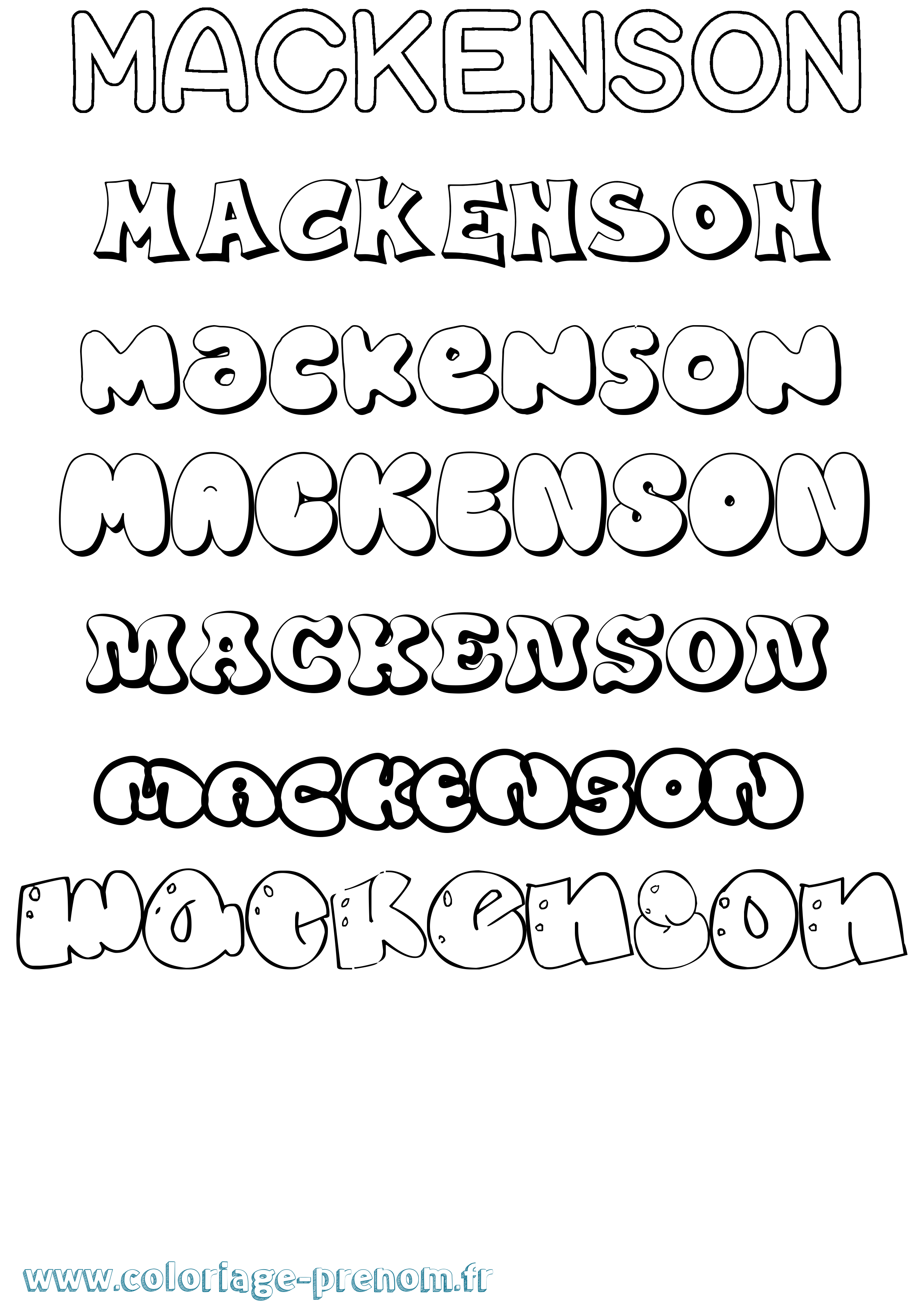 Coloriage prénom Mackenson Bubble