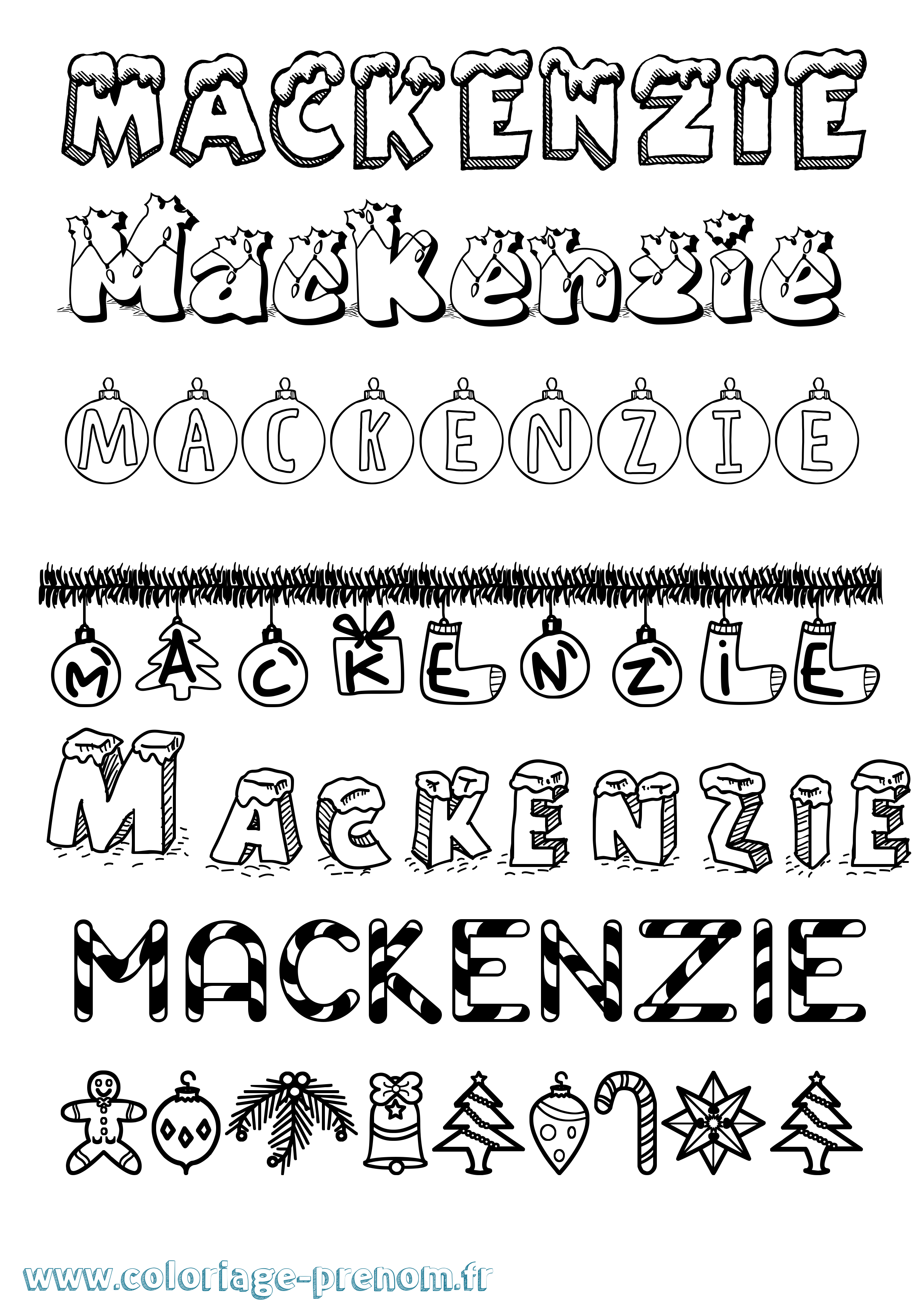 Coloriage prénom Mackenzie Noël