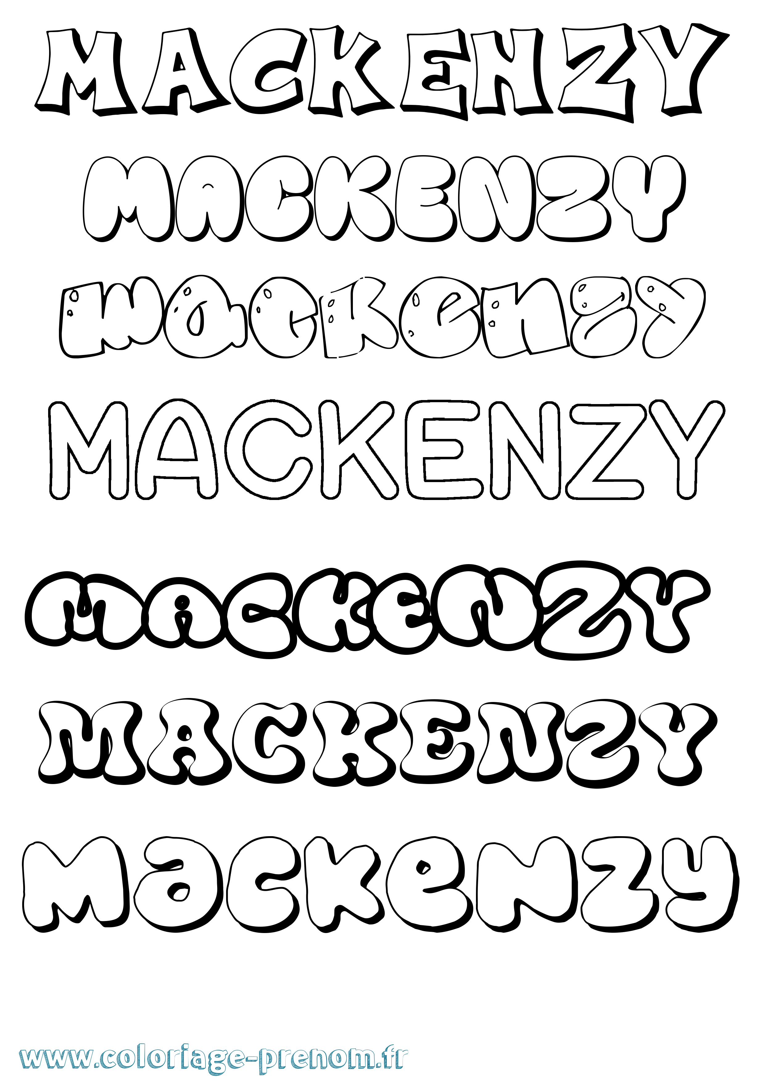 Coloriage prénom Mackenzy Bubble