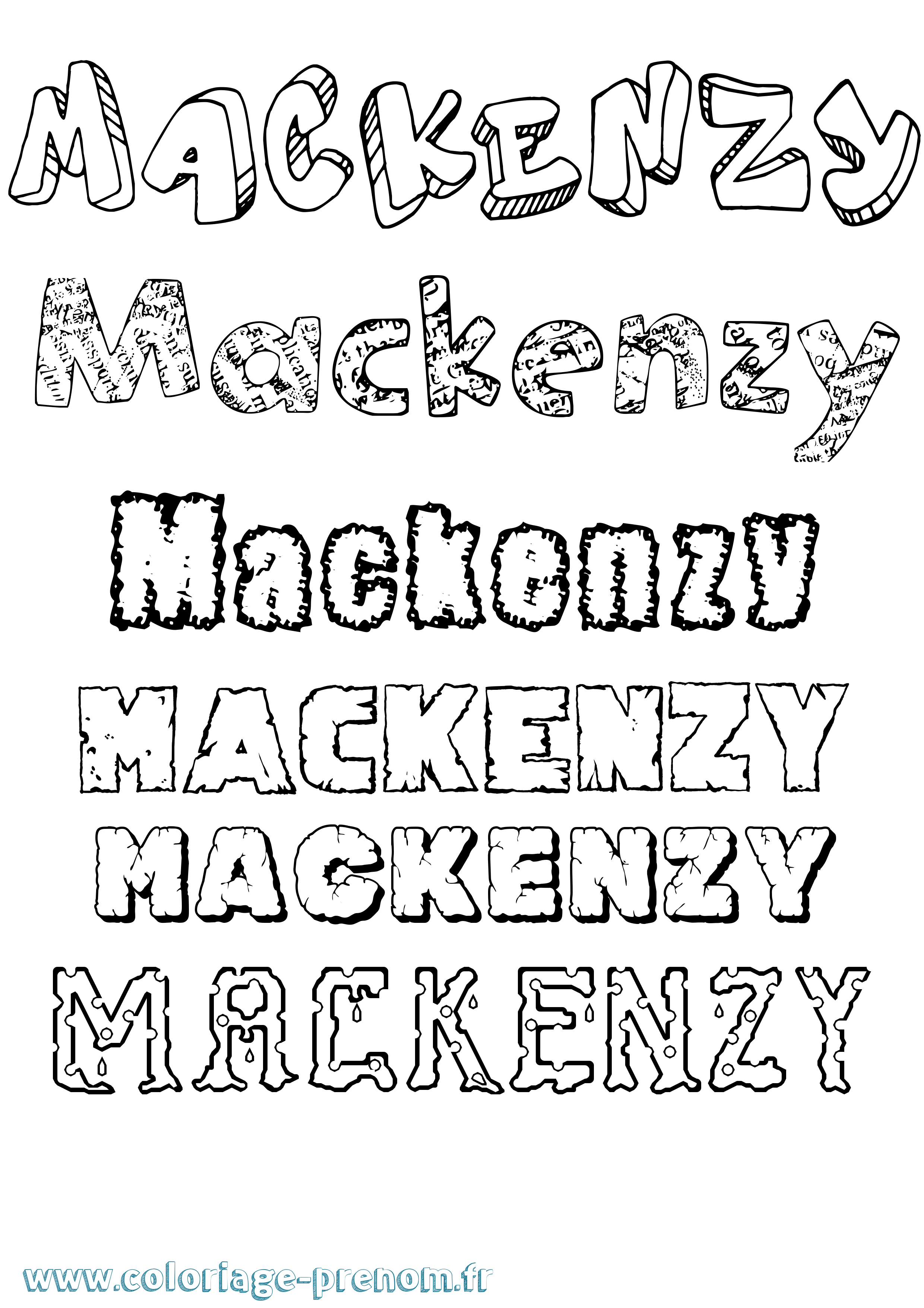 Coloriage prénom Mackenzy Destructuré