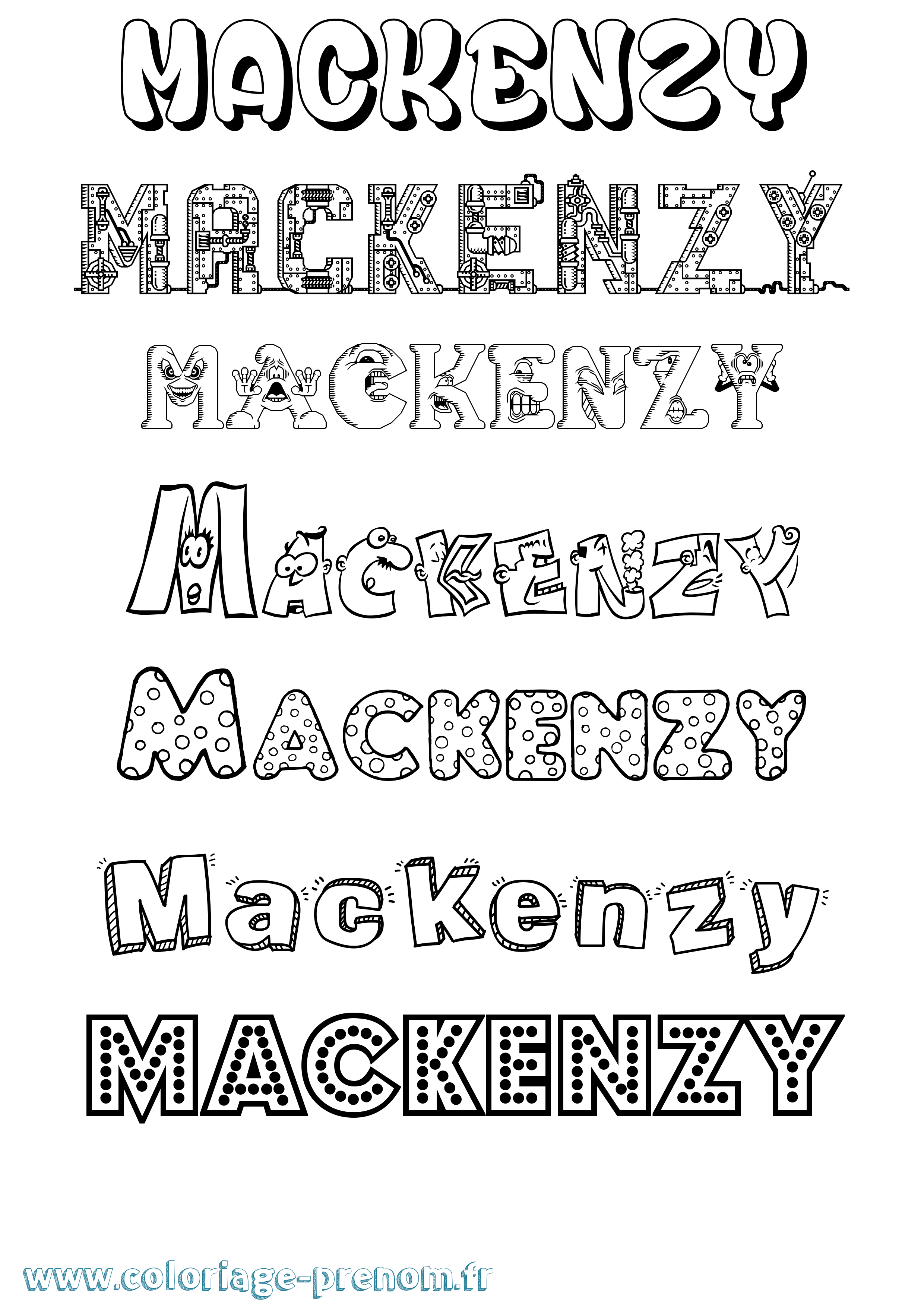 Coloriage prénom Mackenzy Fun