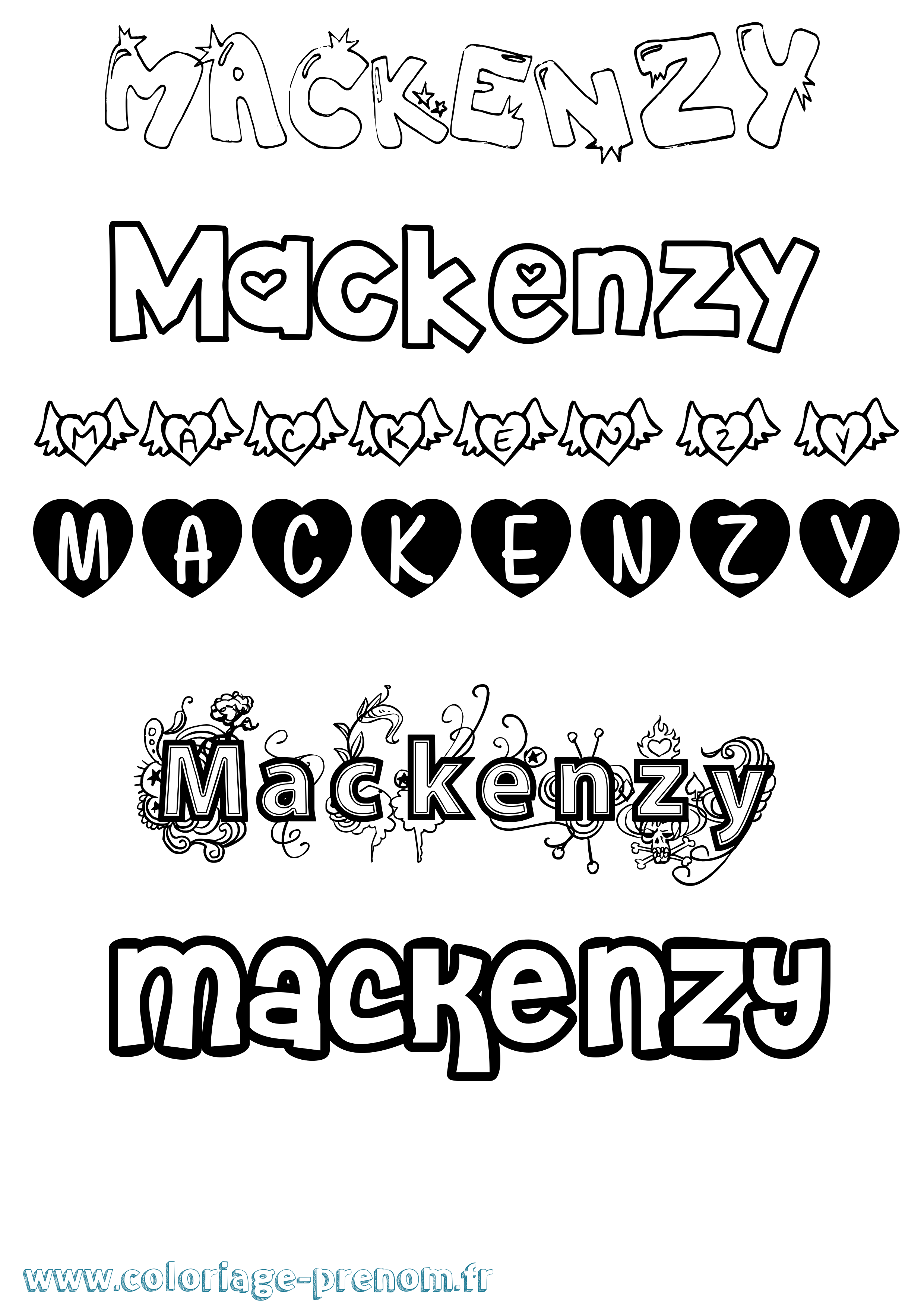 Coloriage prénom Mackenzy Girly
