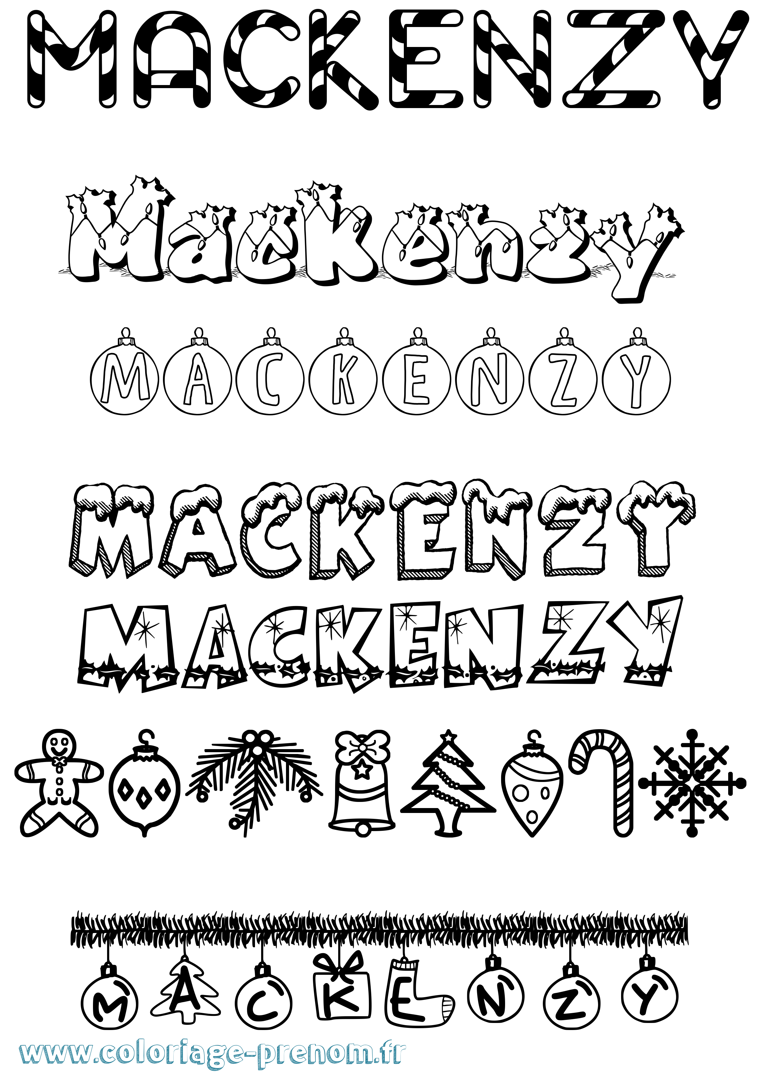 Coloriage prénom Mackenzy Noël