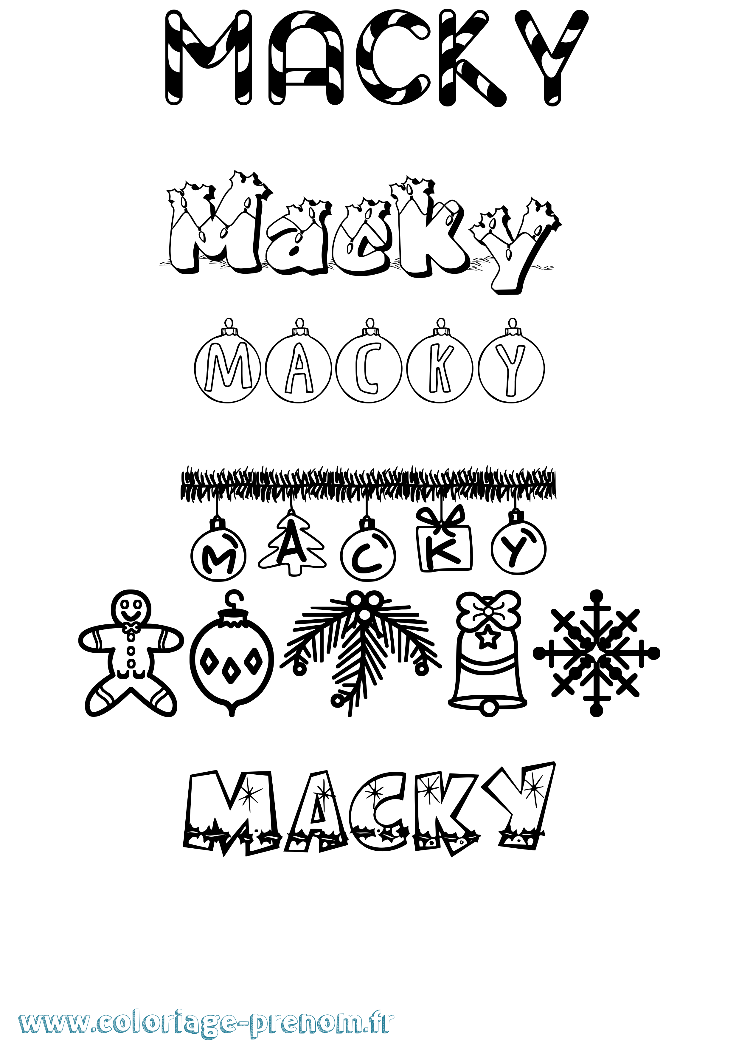 Coloriage Macky Noël Coloriage prénom Macky Noël