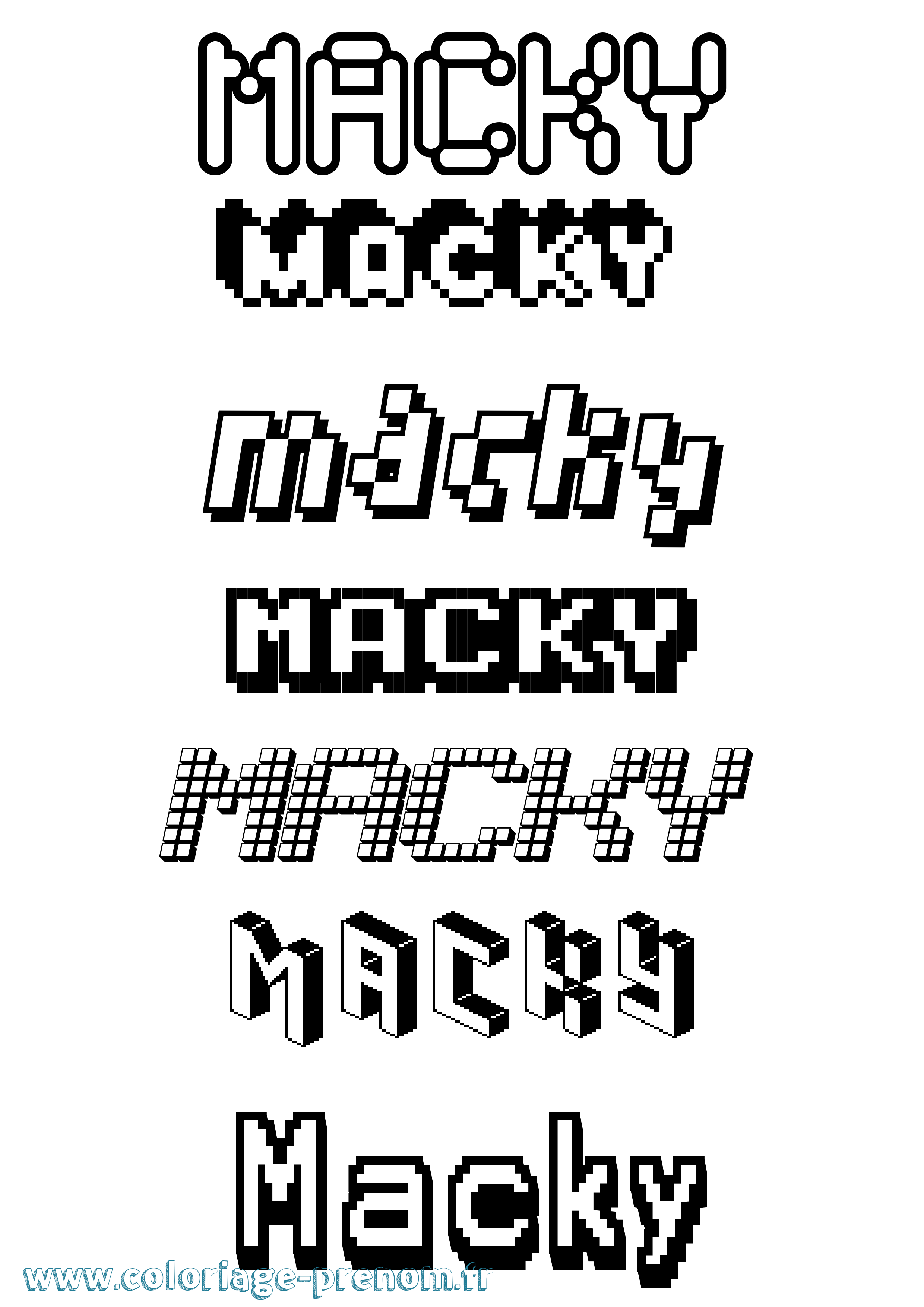 Coloriage Macky Pixel Coloriage prénom Macky Pixel