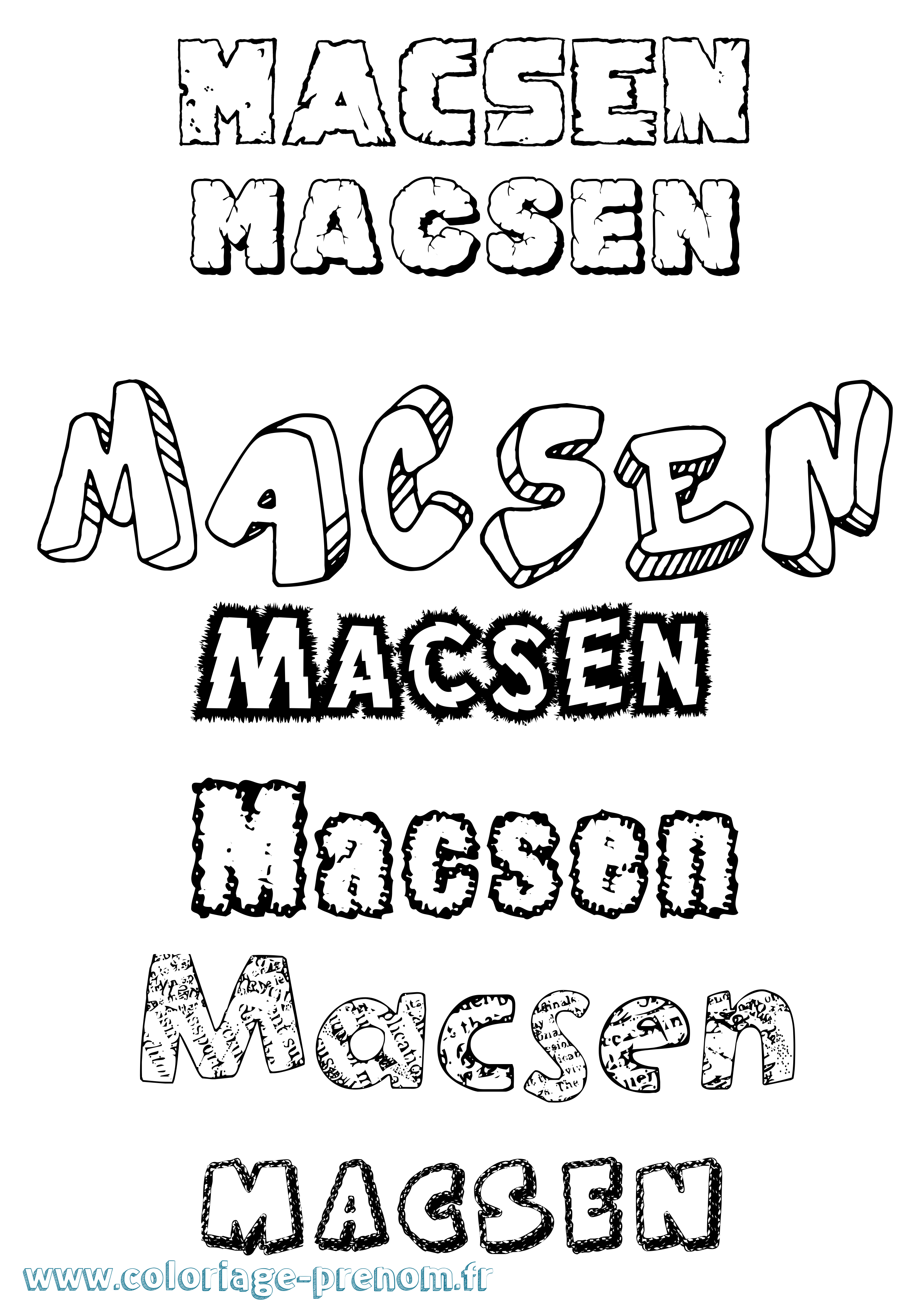 Coloriage prénom Macsen Destructuré