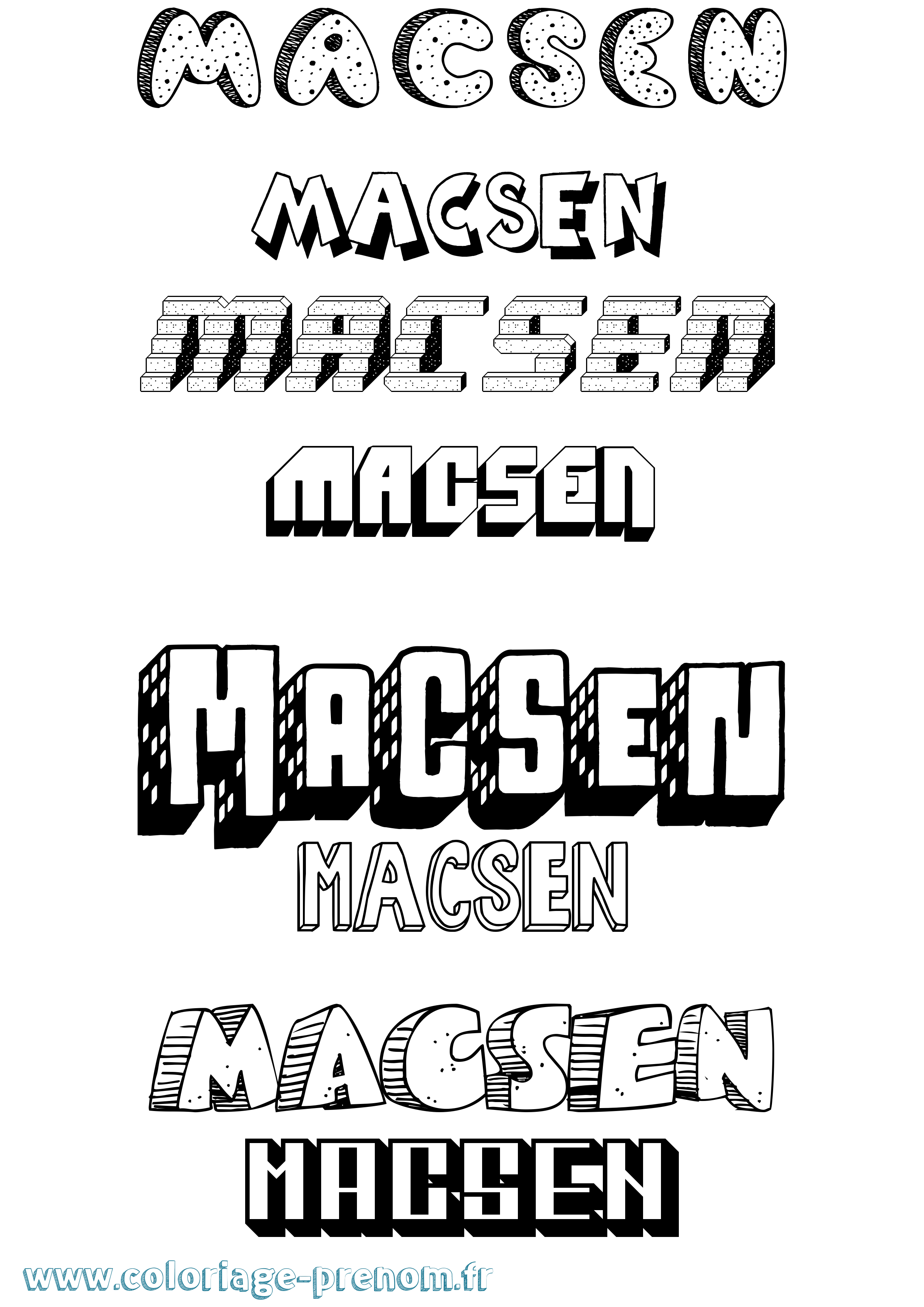Coloriage prénom Macsen Effet 3D