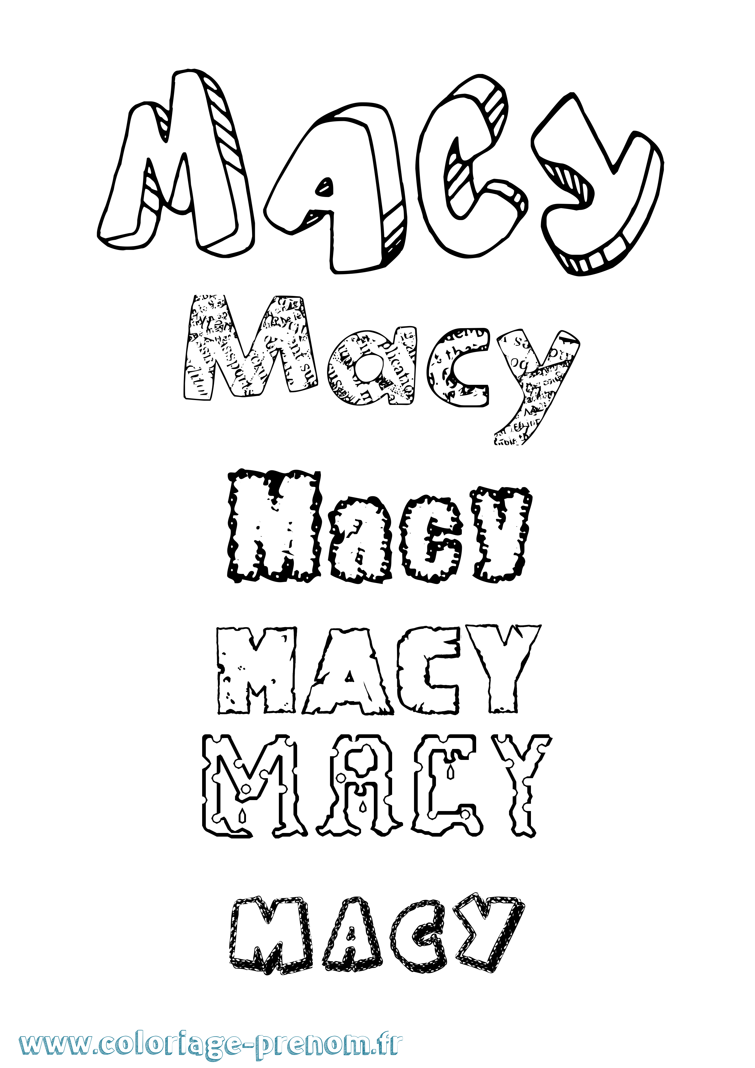 Coloriage prénom Macy Destructuré