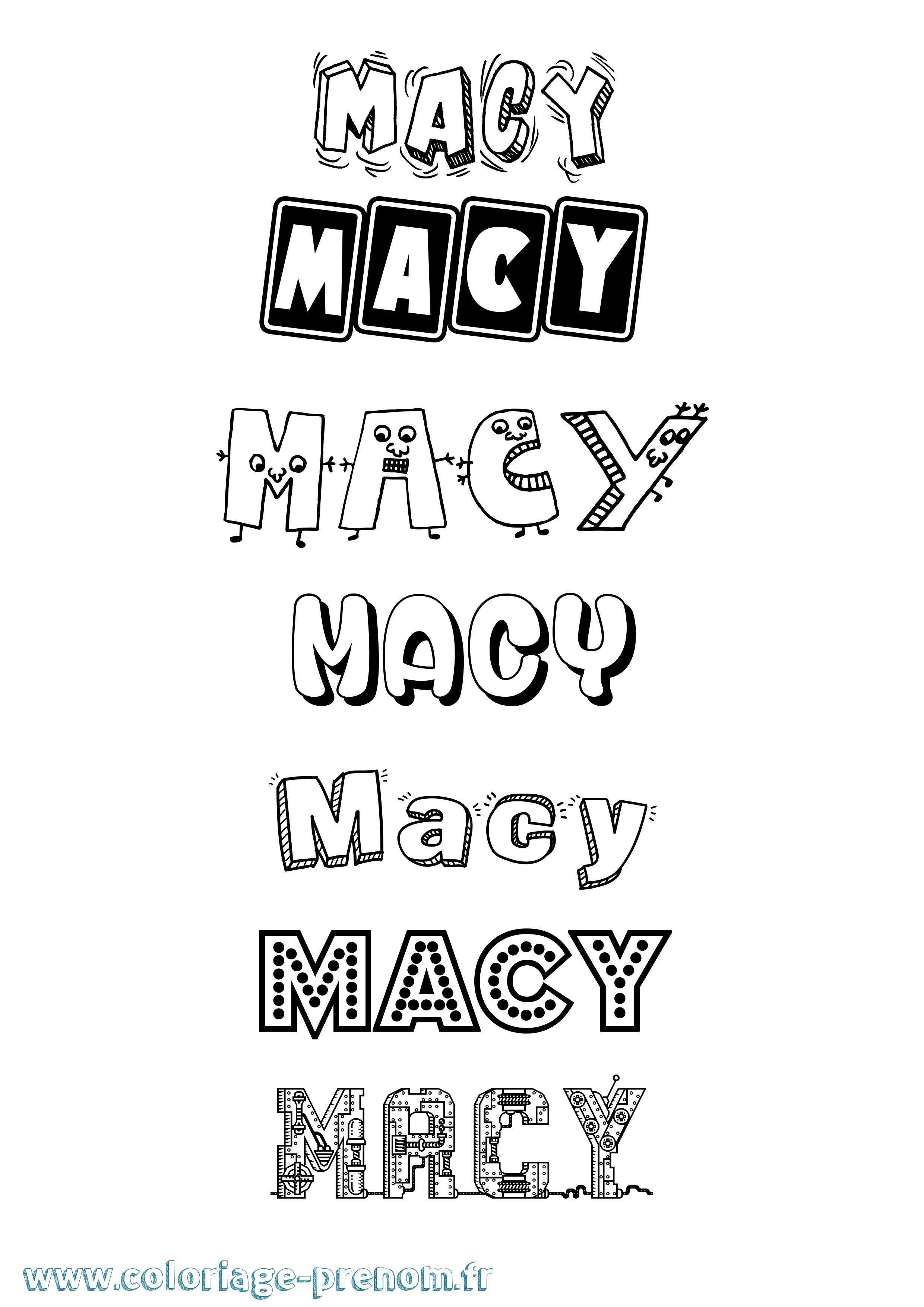 Coloriage prénom Macy Fun