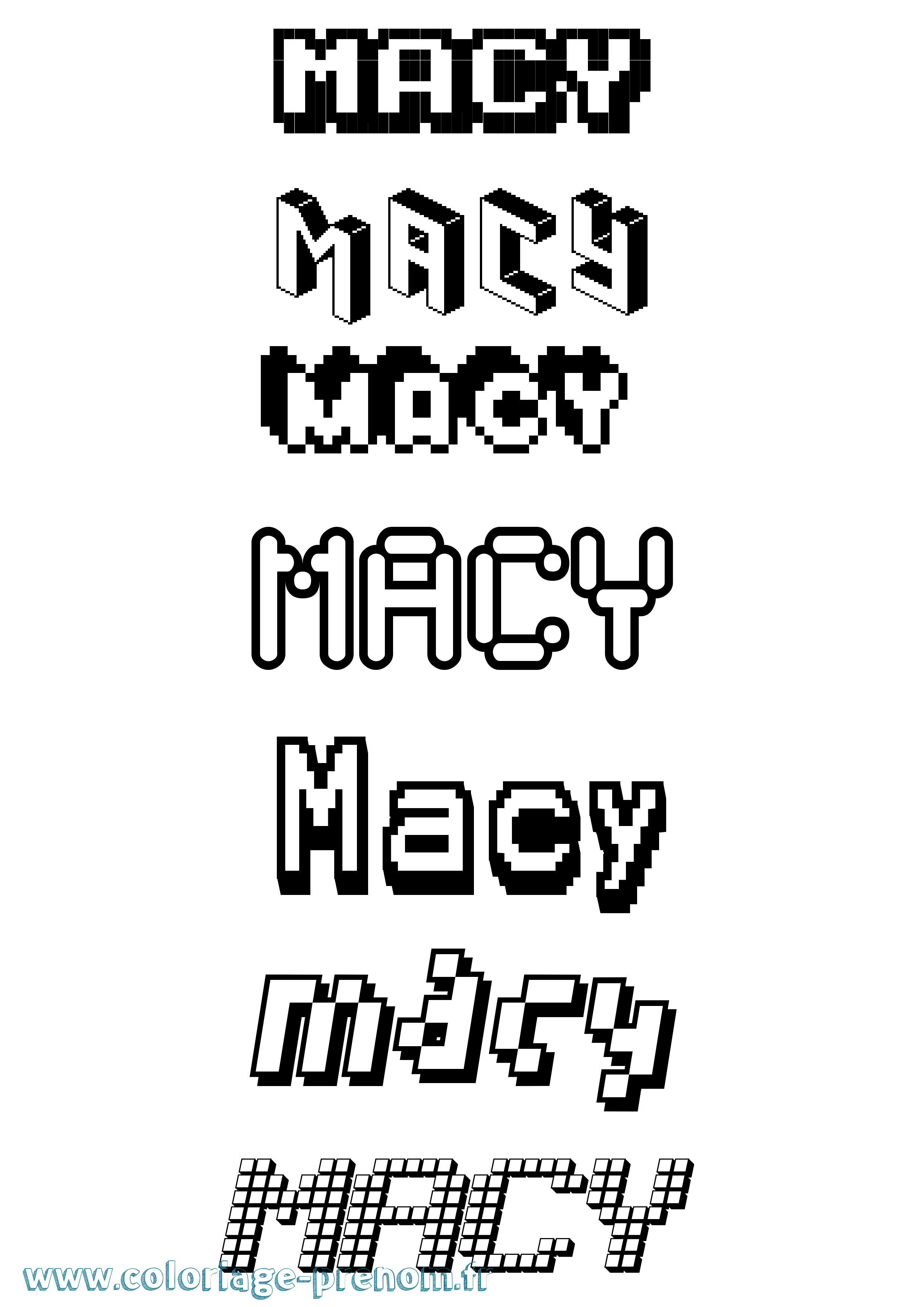 Coloriage prénom Macy Pixel