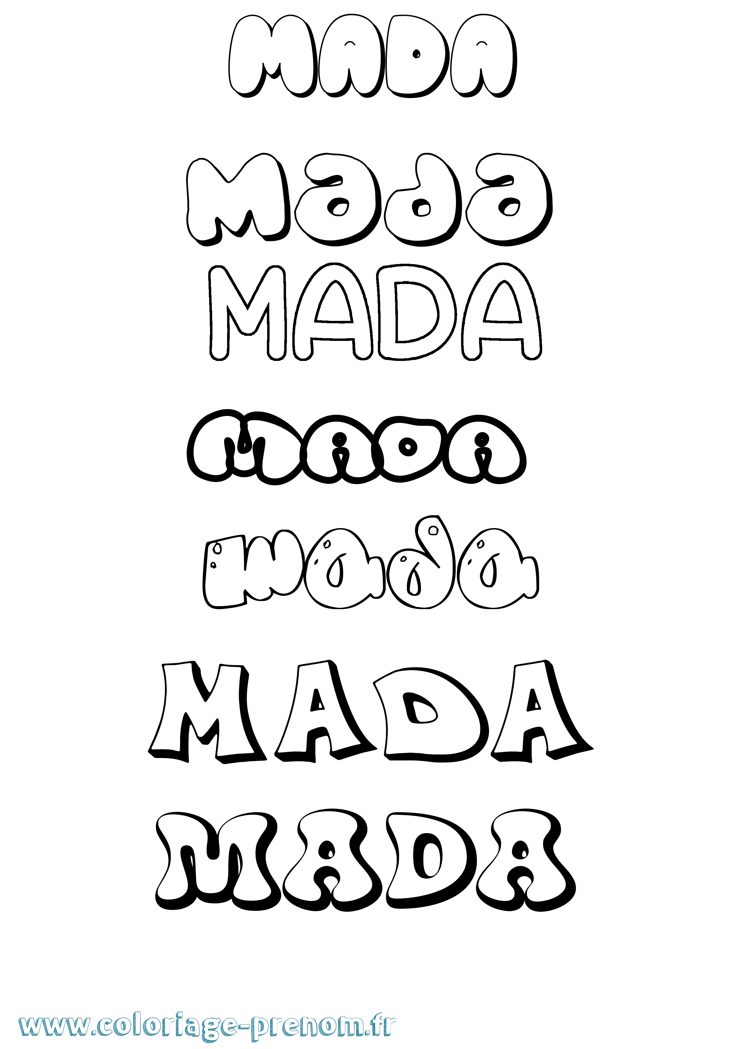Coloriage Mada Bubble Coloriage prénom Mada Bubble