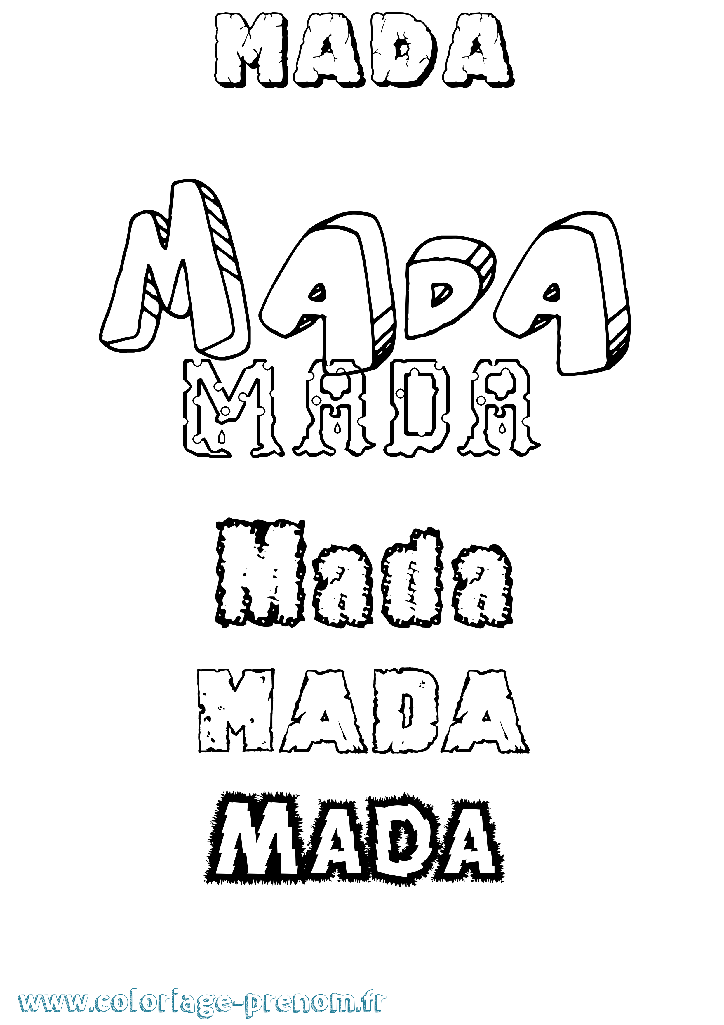 Coloriage Mada Destructuré Coloriage prénom Mada Destructuré