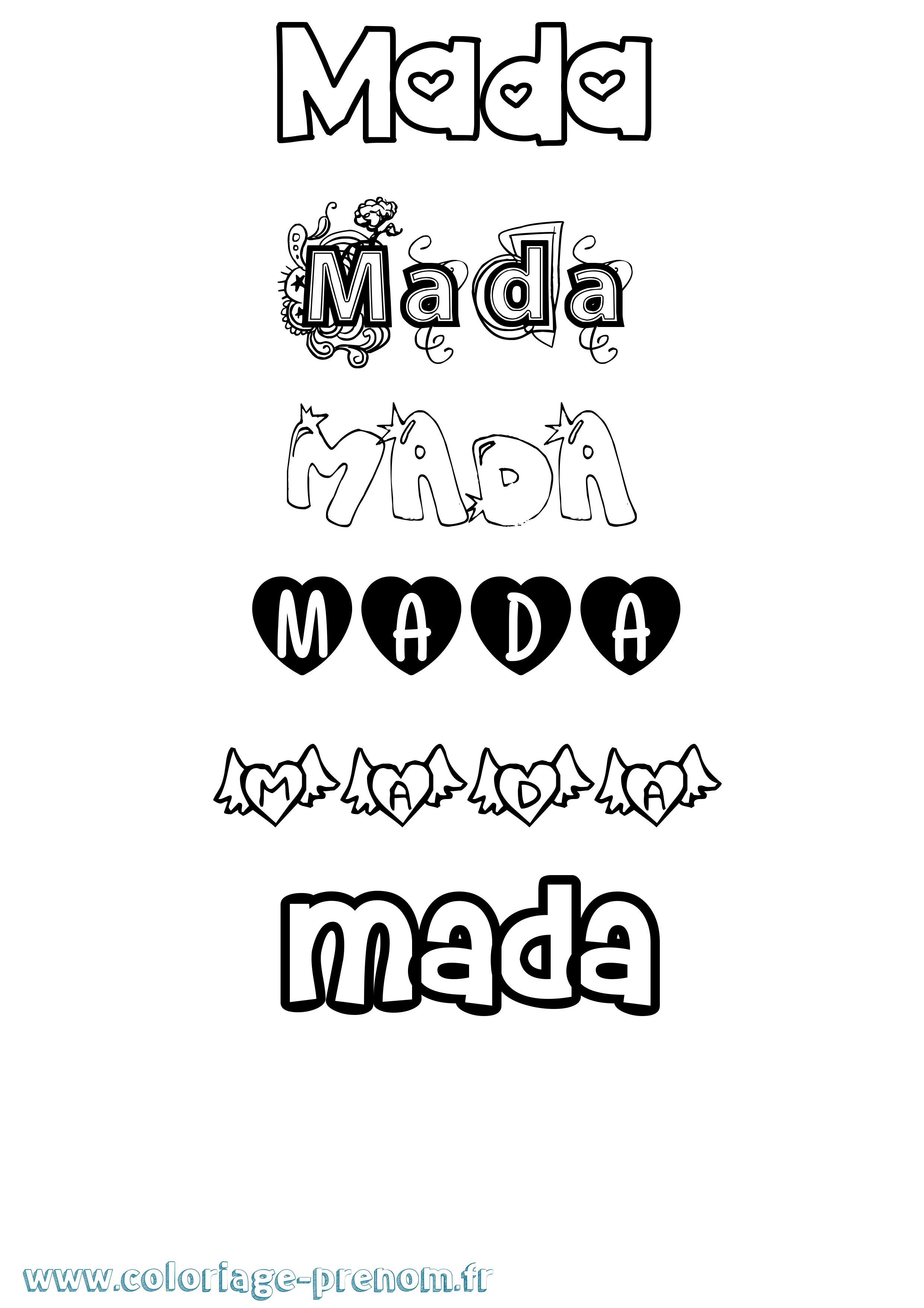 Coloriage Mada Girly Coloriage prénom Mada Girly