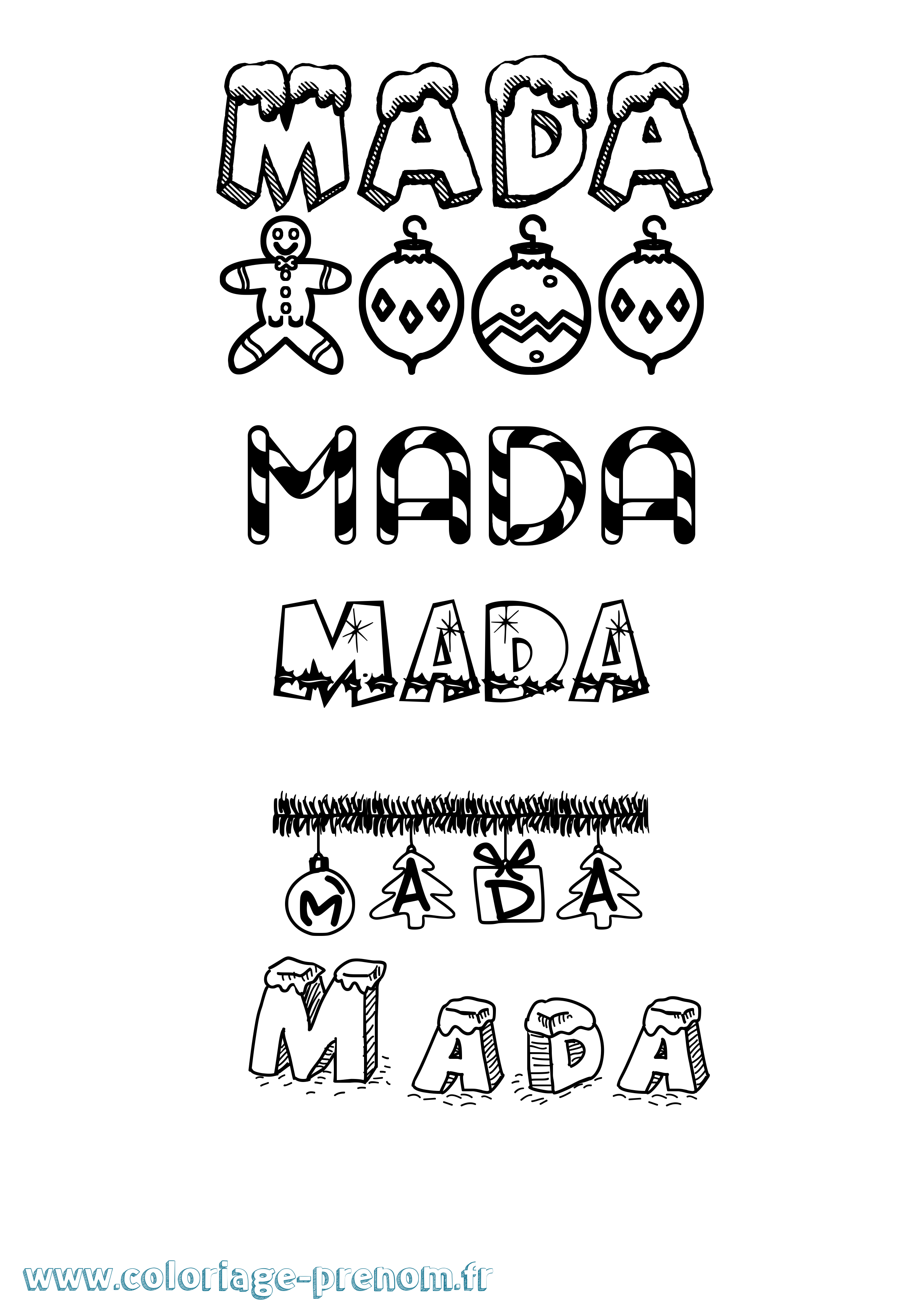 Coloriage Mada Noël Coloriage prénom Mada Noël