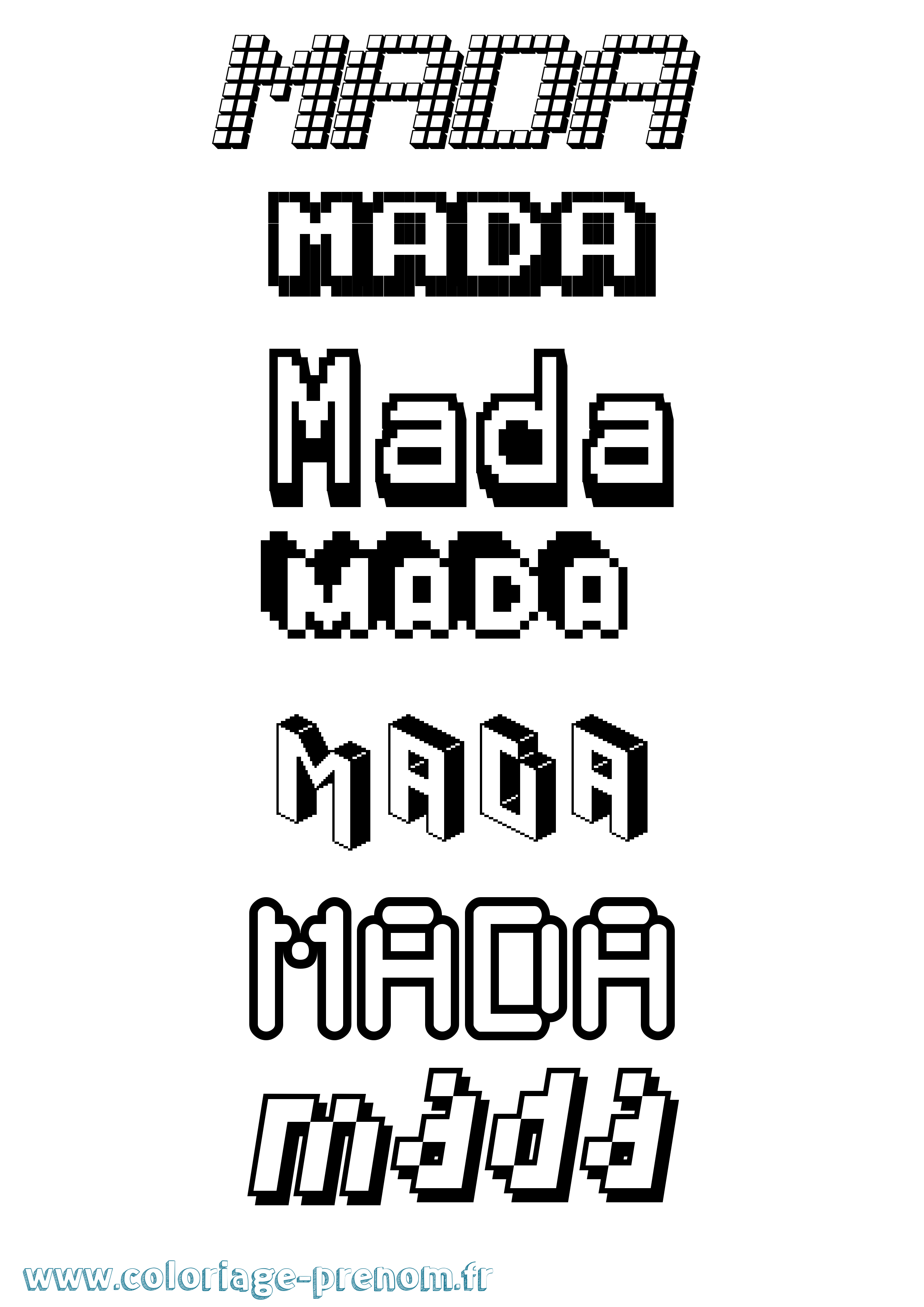Coloriage Mada Pixel Coloriage prénom Mada Pixel