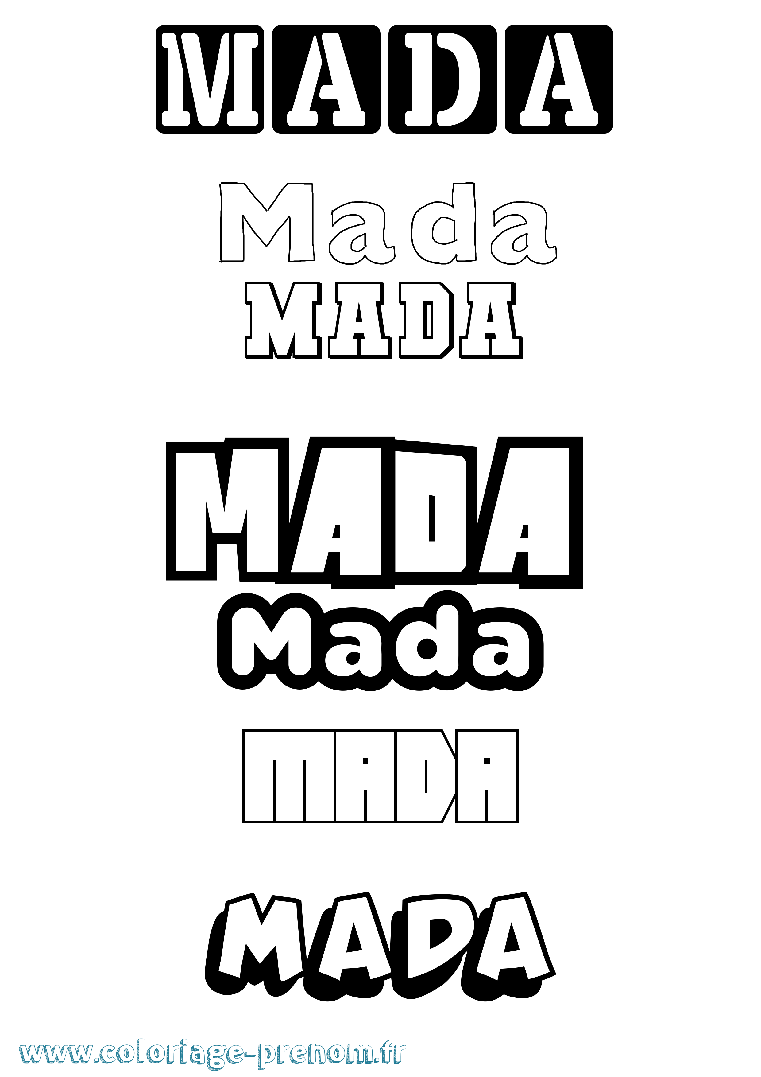 Coloriage Mada Simple Coloriage prénom Mada Simple