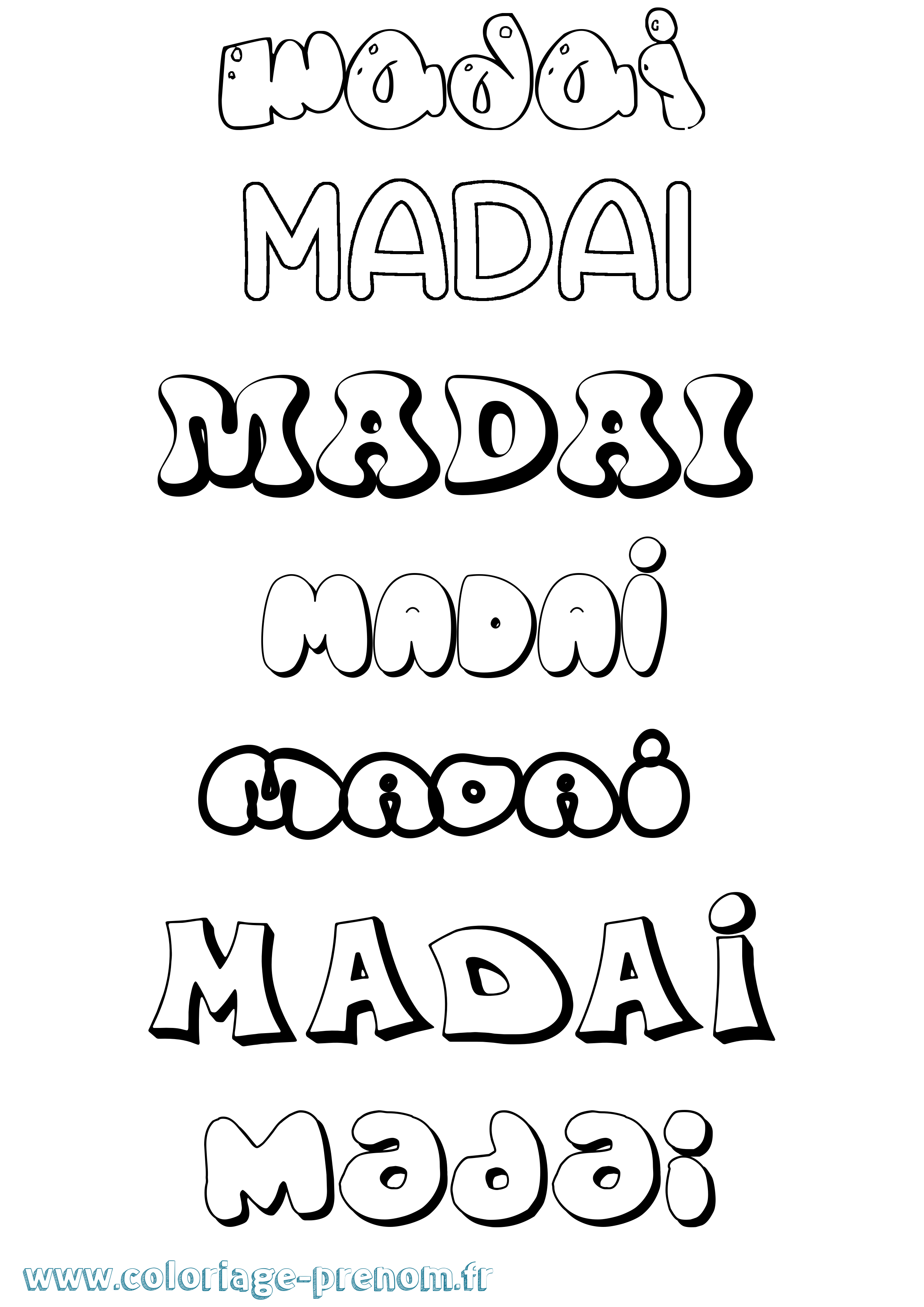 Coloriage prénom Madai Bubble