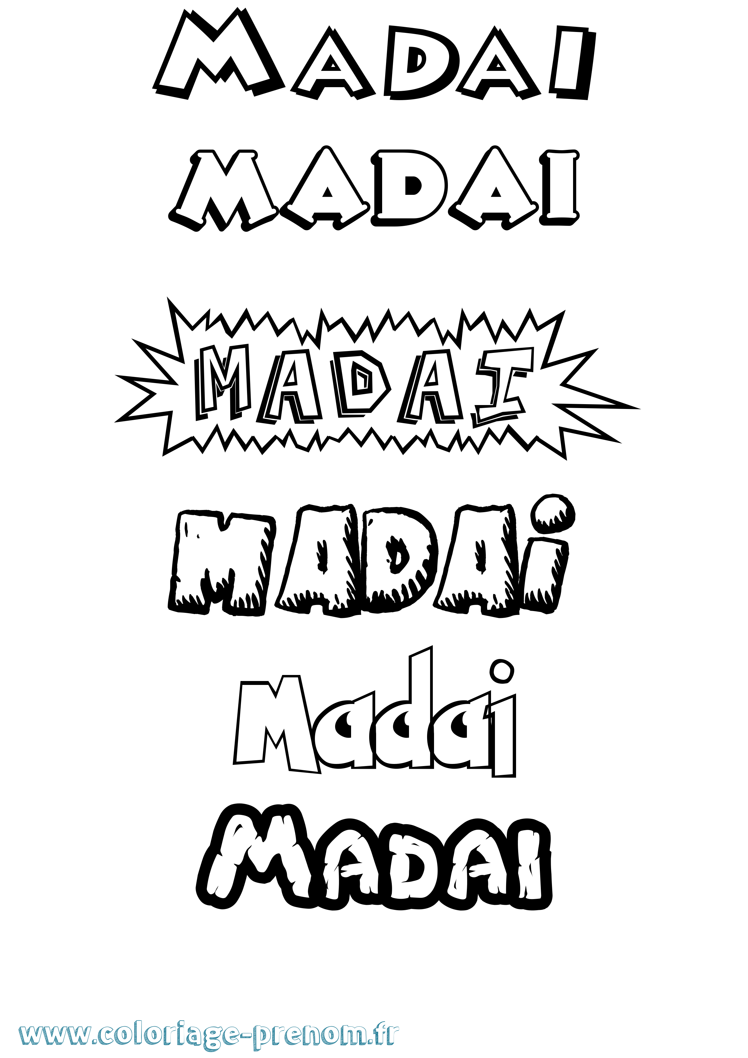 Coloriage prénom Madai Dessin Animé