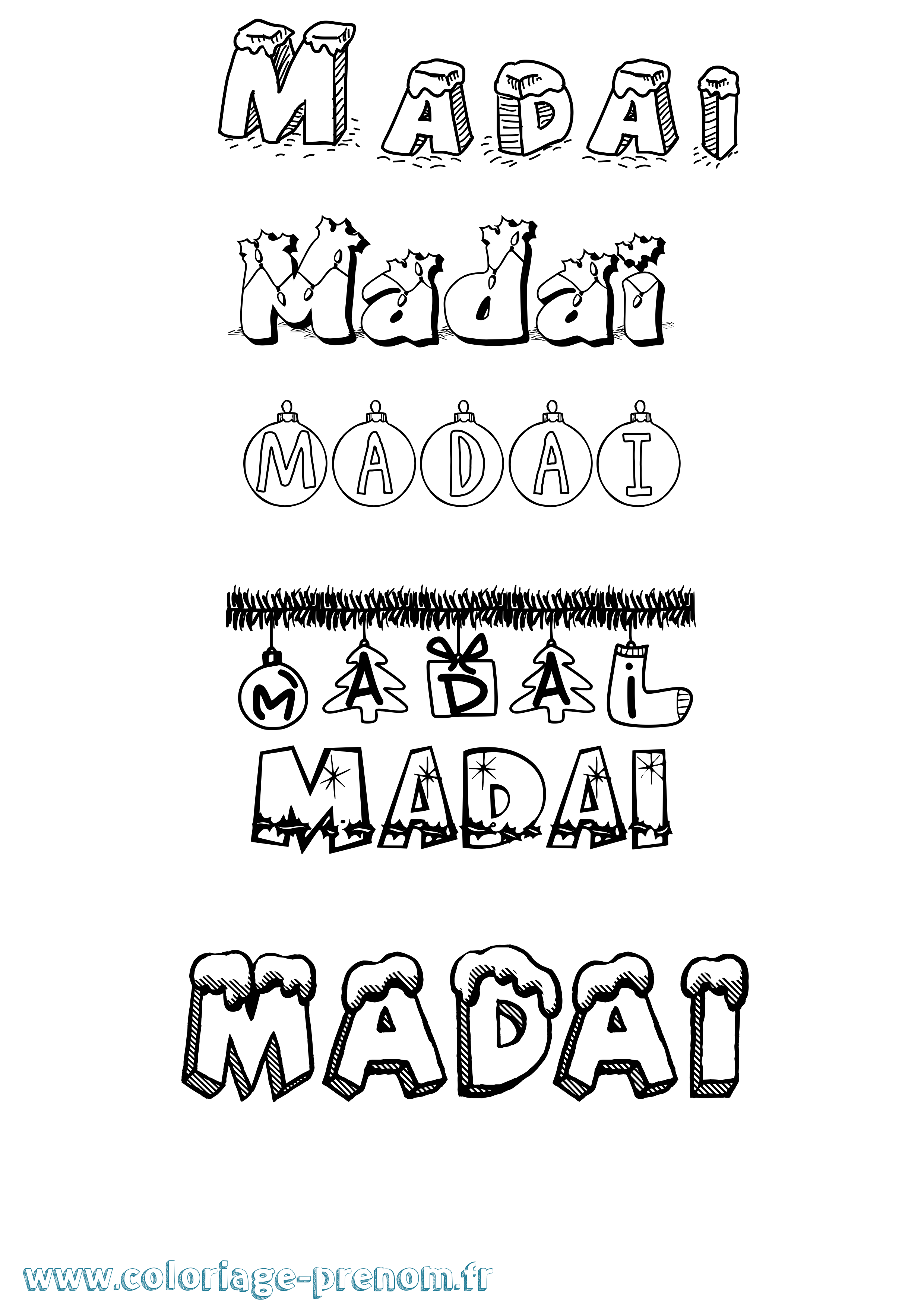 Coloriage prénom Madai Noël