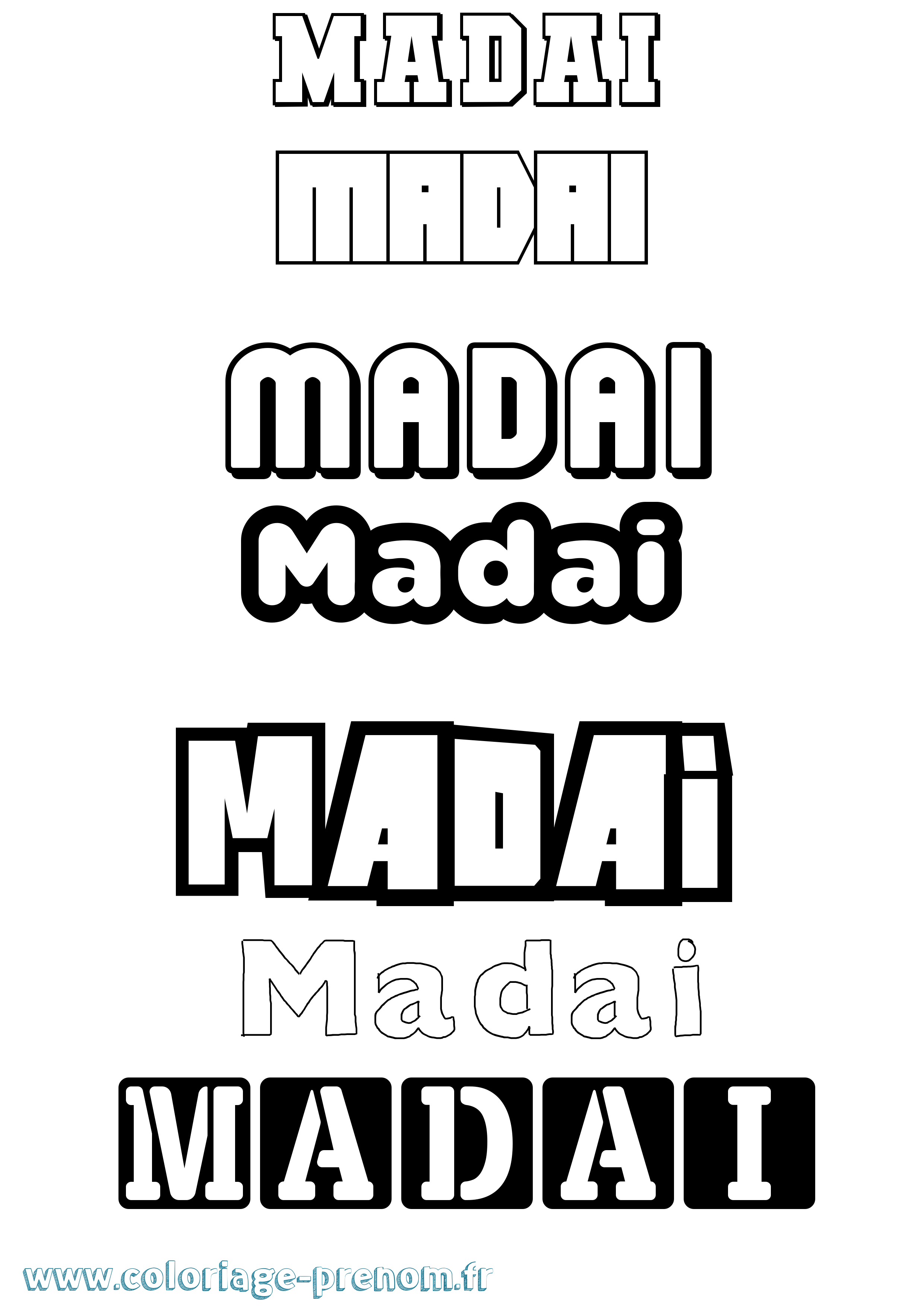 Coloriage prénom Madai Simple