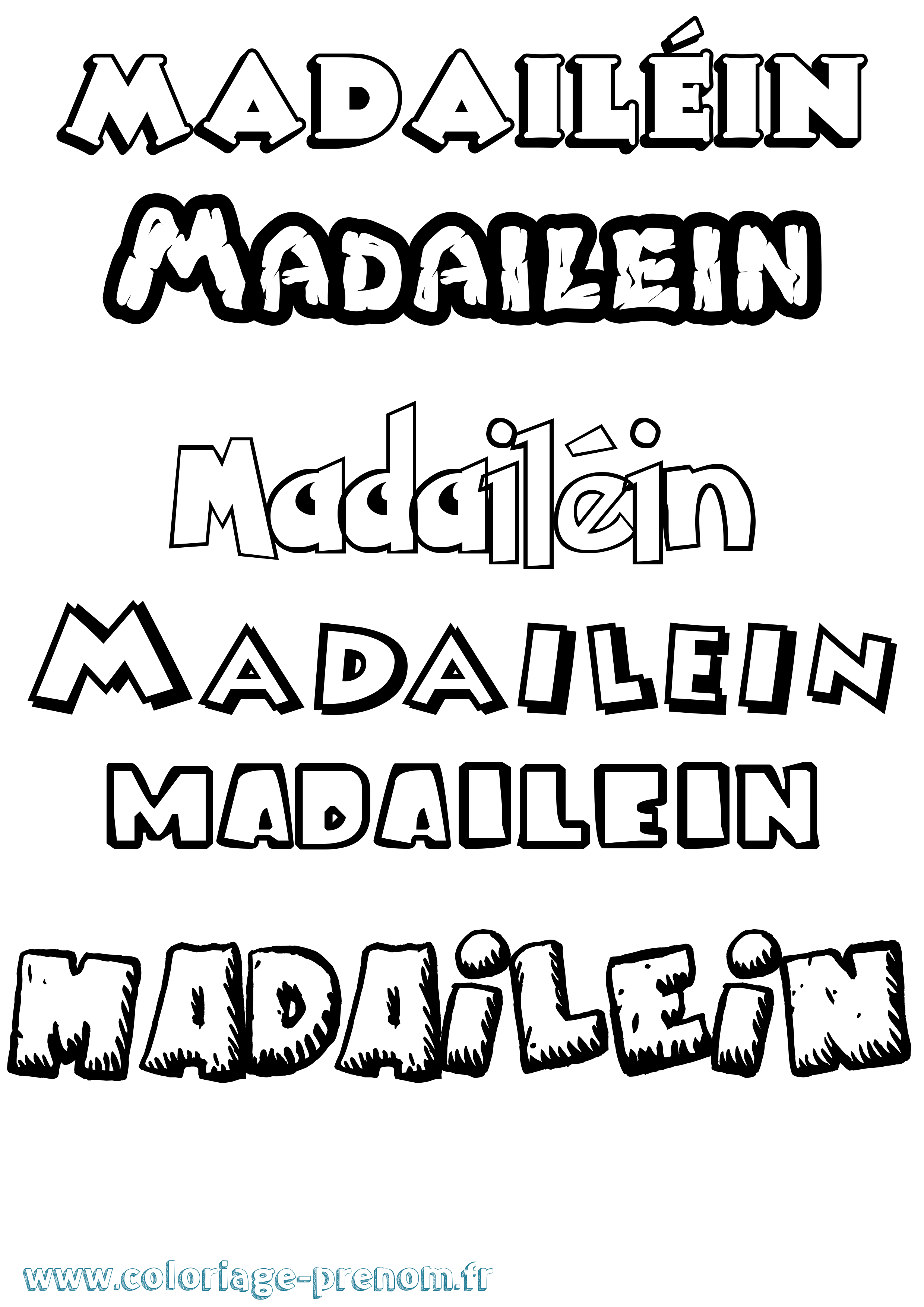 Coloriage prénom Madailéin Dessin Animé