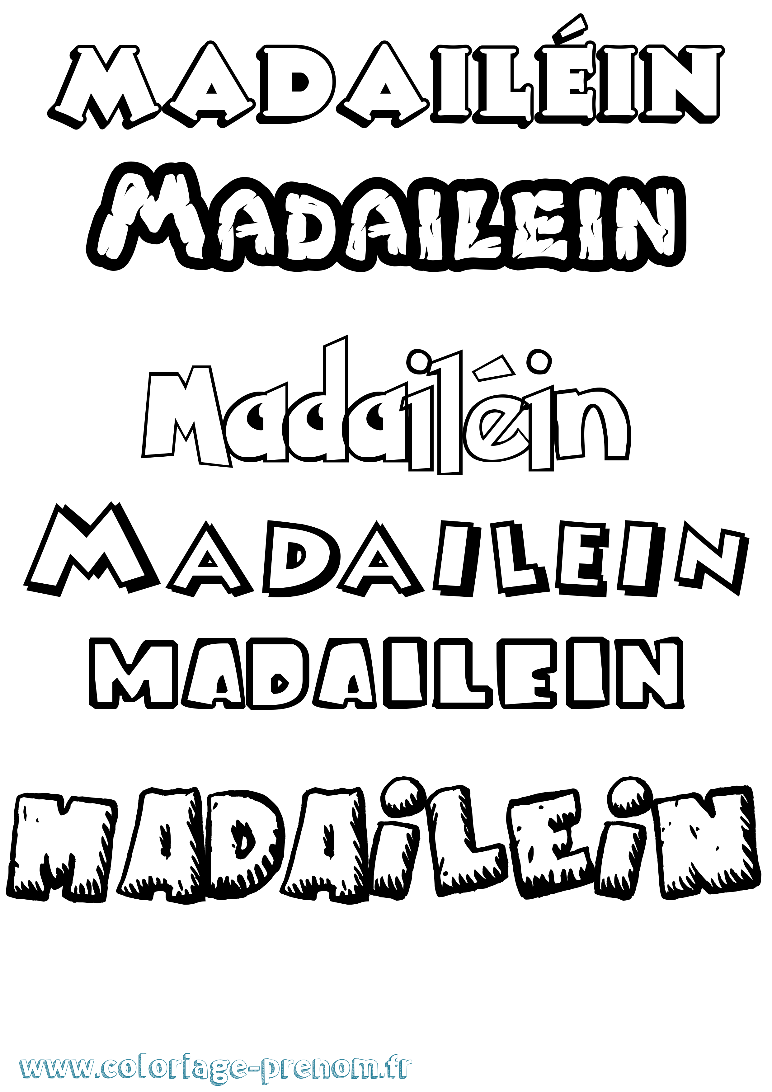 Coloriage Madailéin Dessin Animé Coloriage prénom Madailéin Dessin Animé