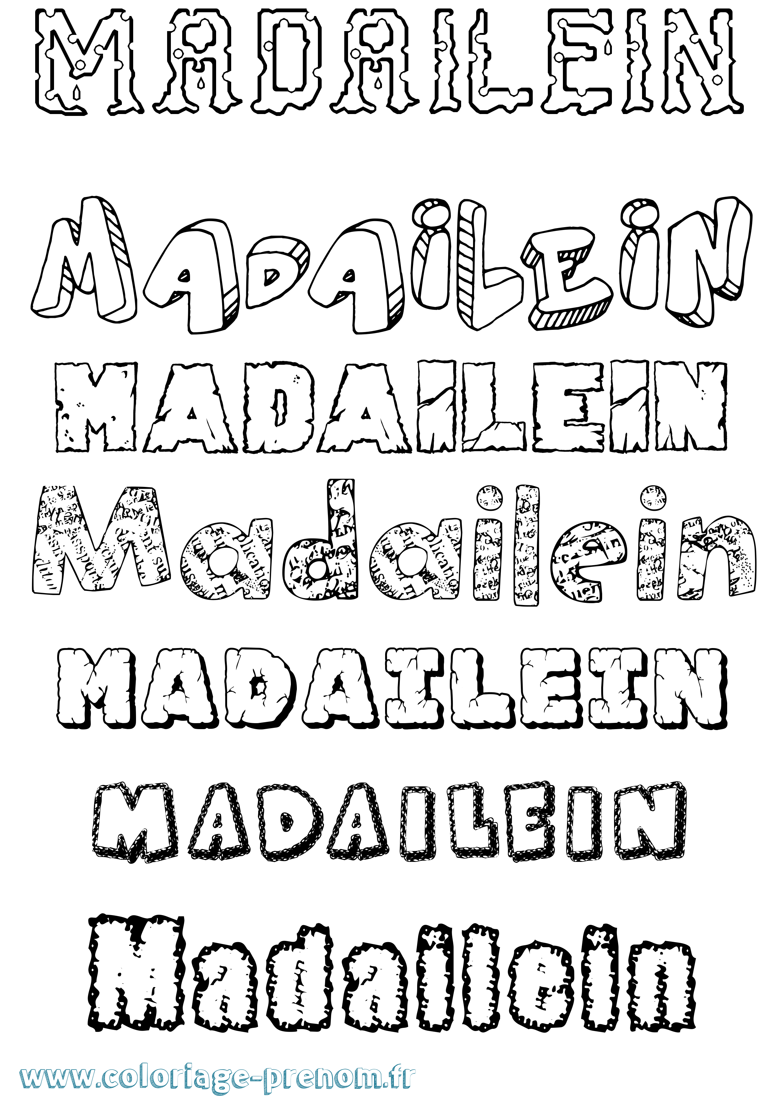 Coloriage prénom Madailéin Destructuré