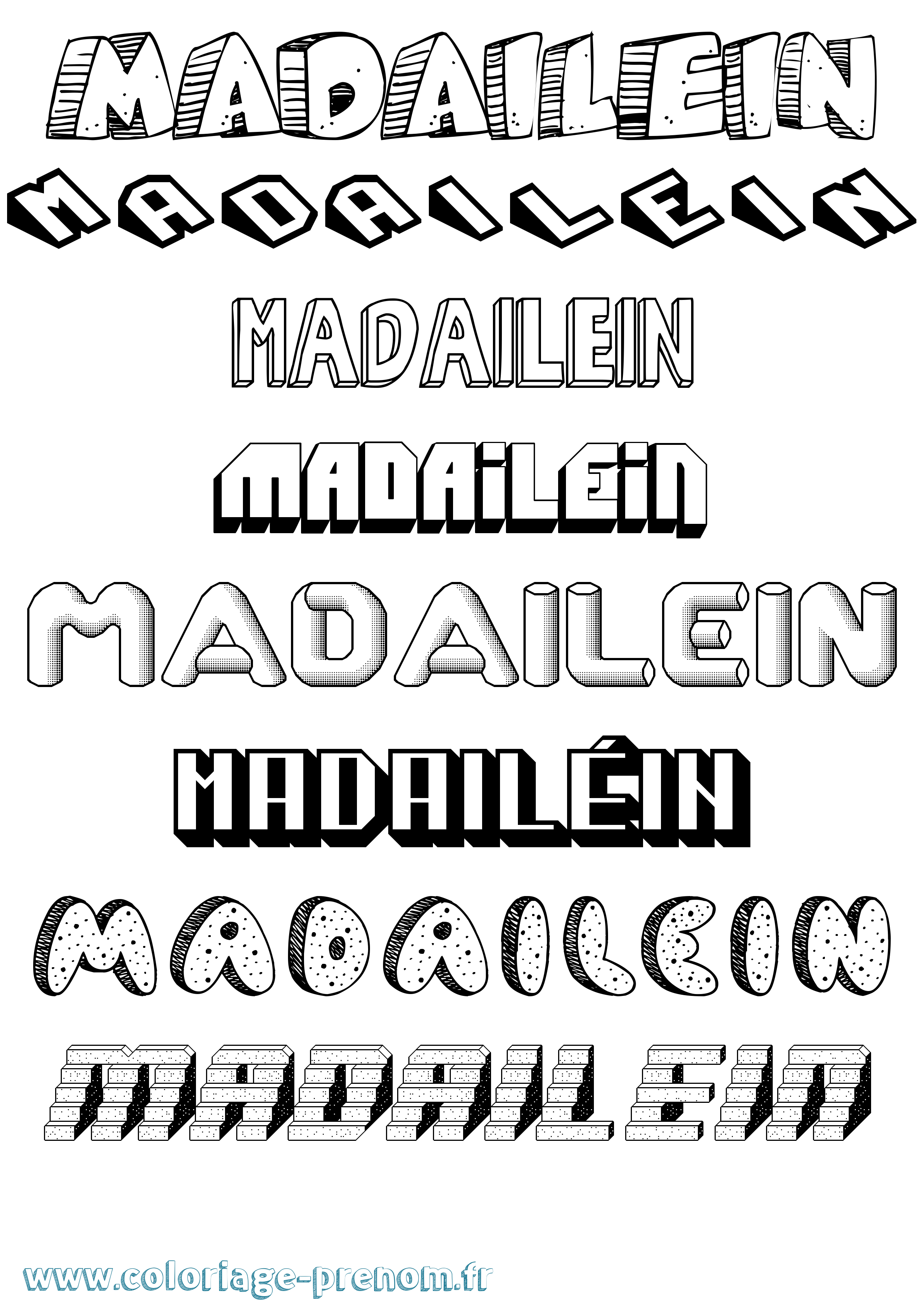 Coloriage Madailéin Effet 3D Coloriage prénom Madailéin Effet 3D