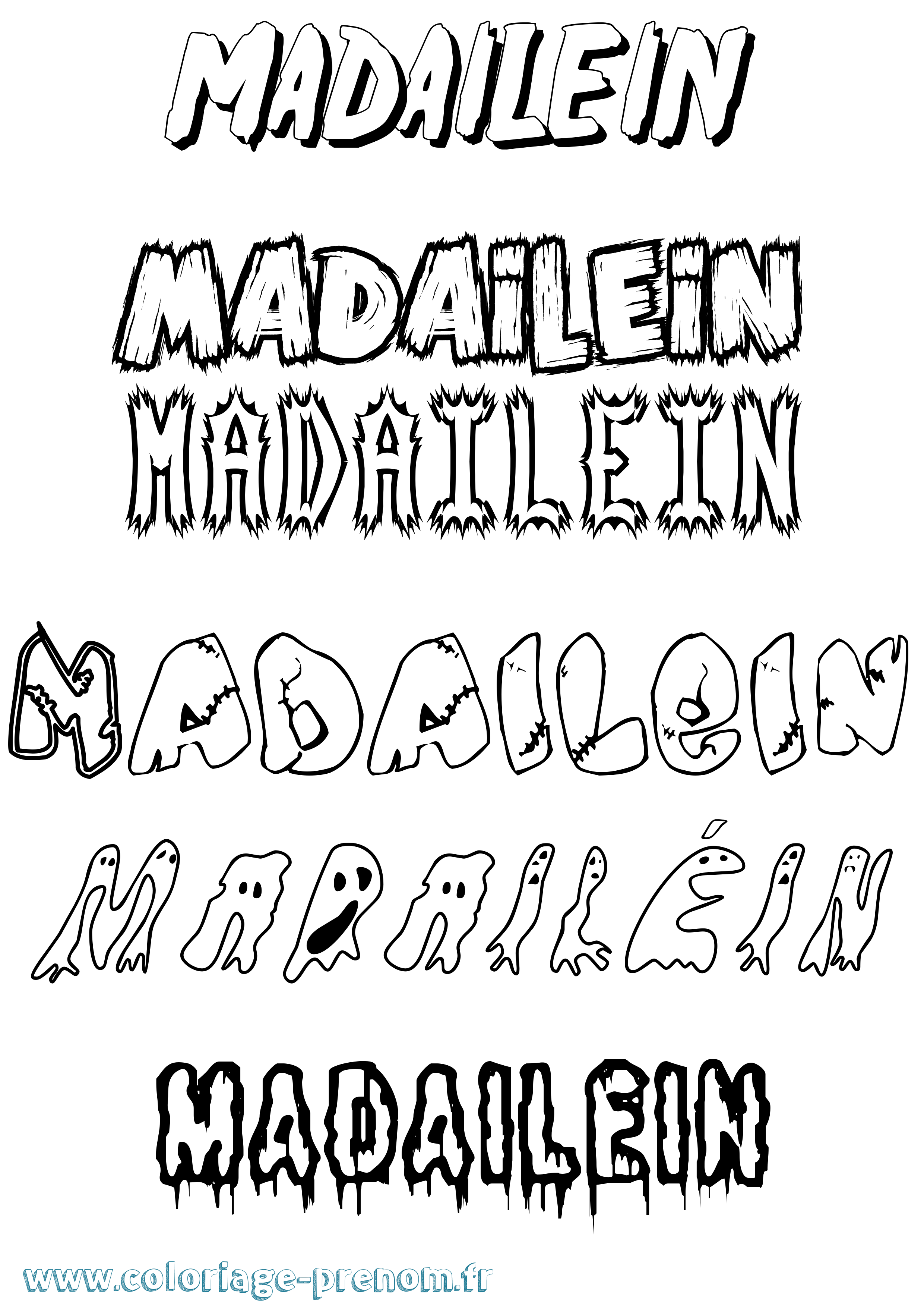 Coloriage prénom Madailéin Frisson