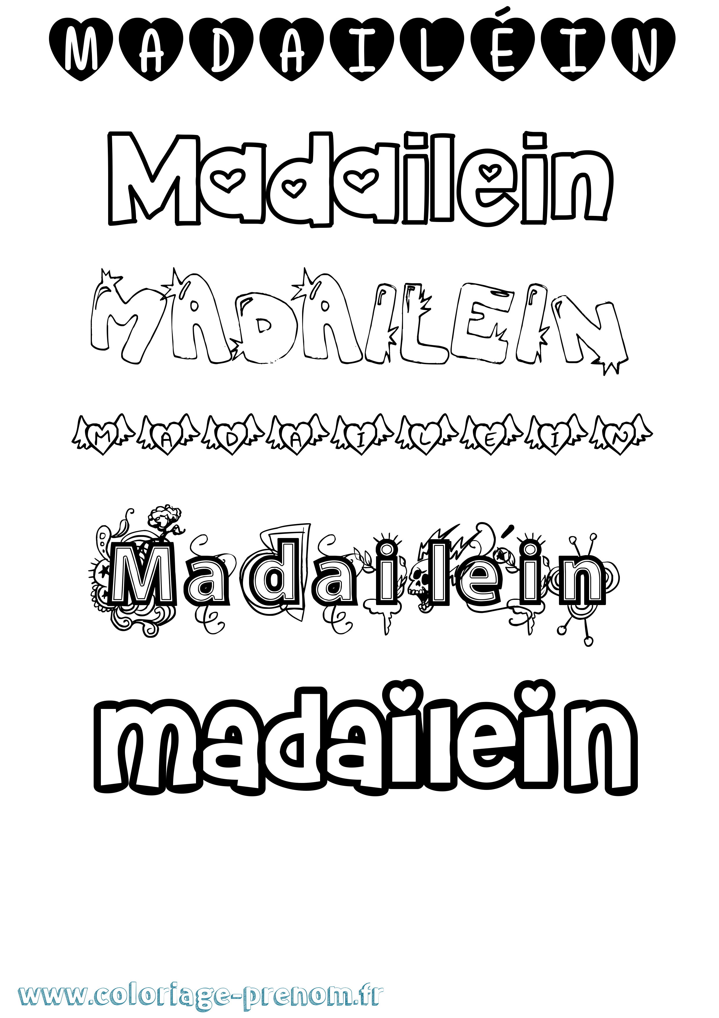 Coloriage Madailéin Girly Coloriage prénom Madailéin Girly