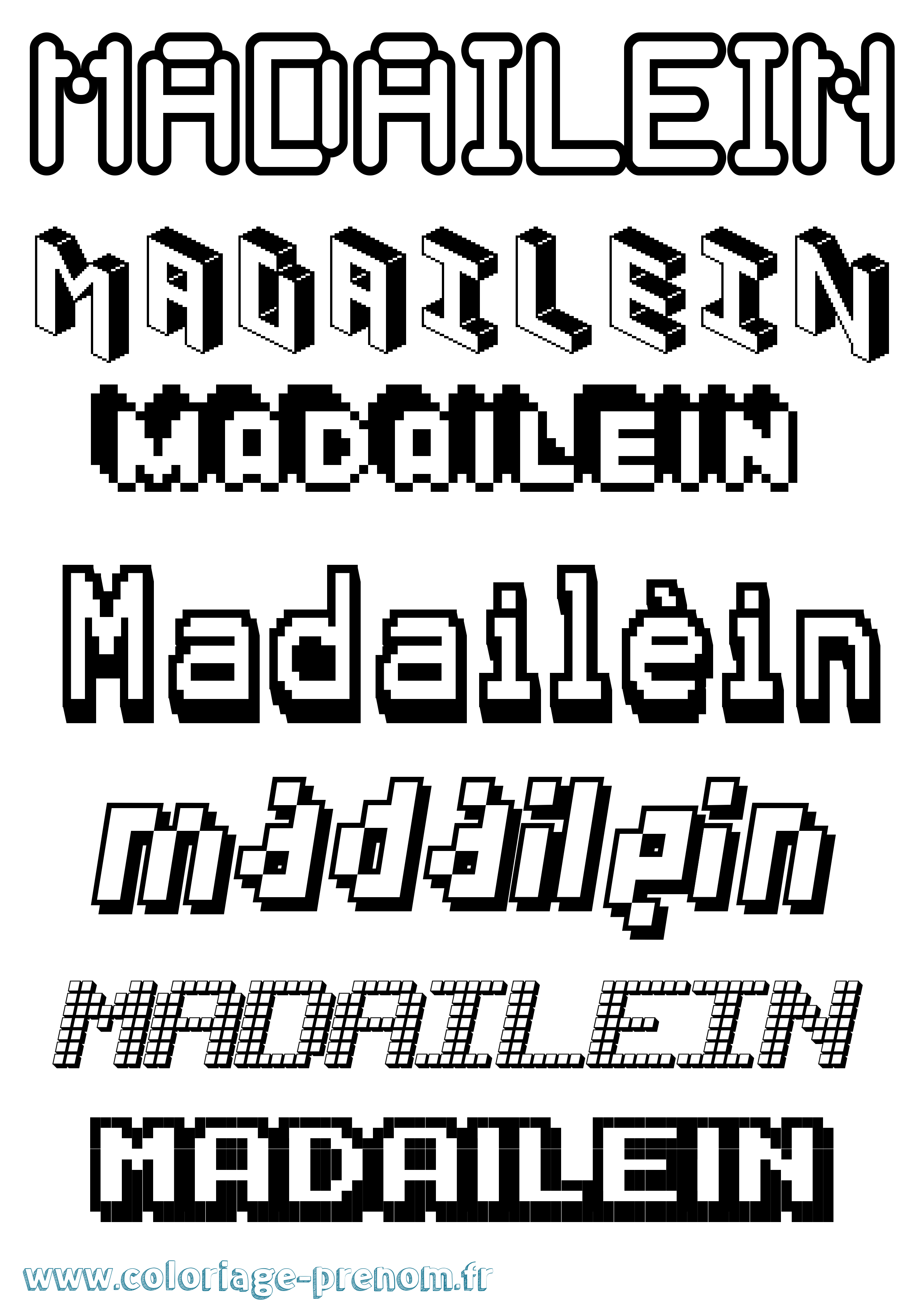 Coloriage prénom Madailéin Pixel