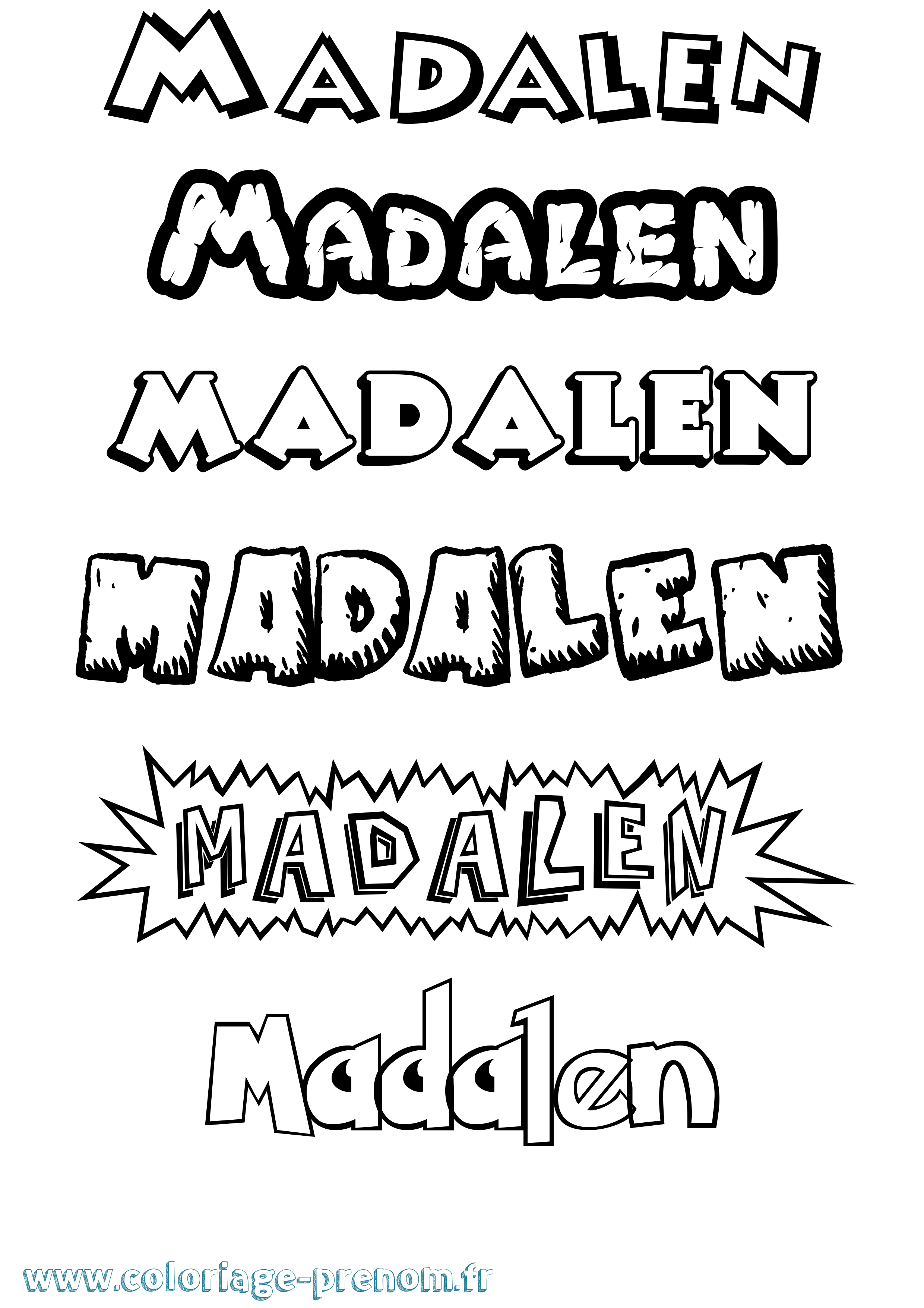 Coloriage prénom Madalen Dessin Animé