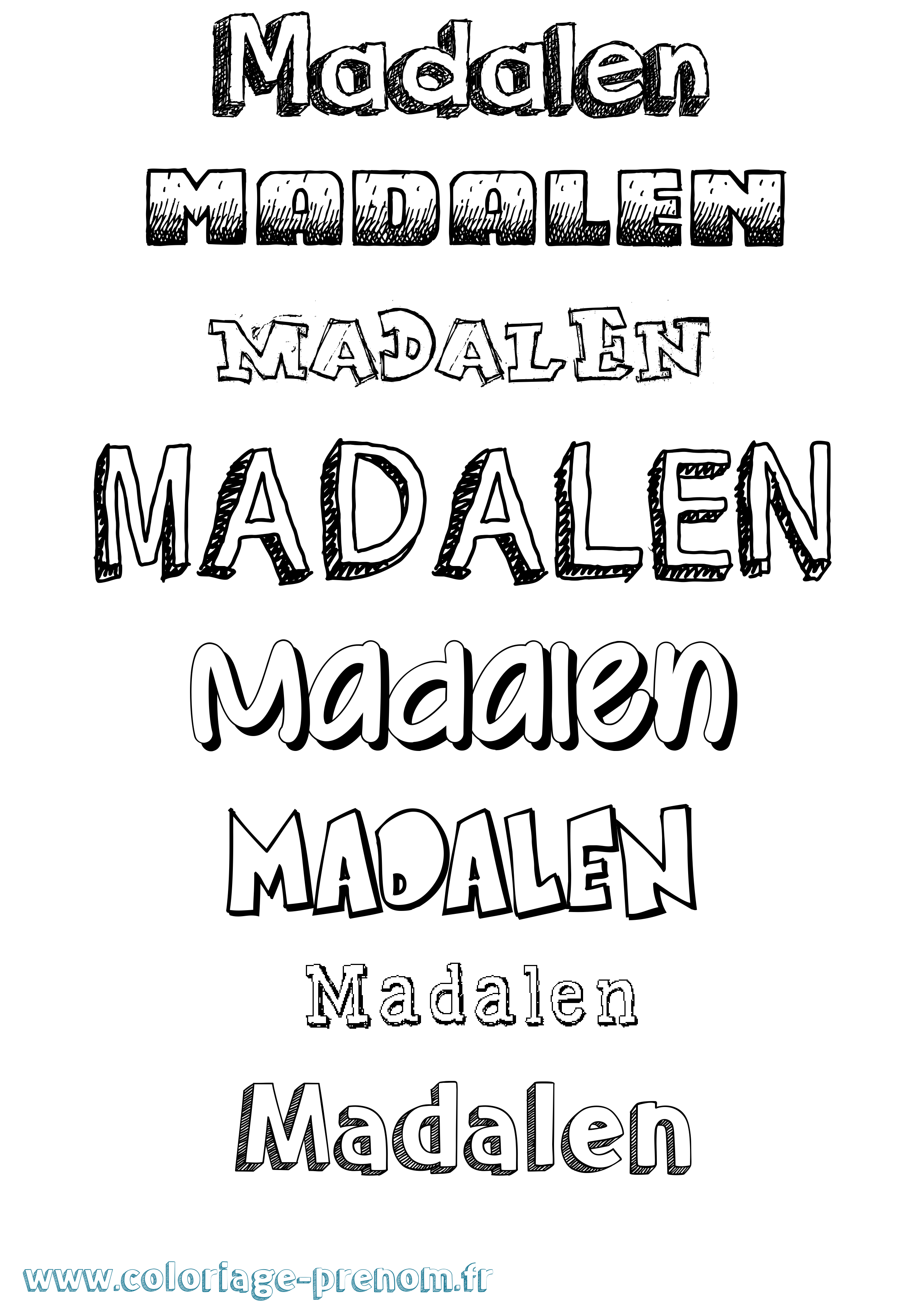 Coloriage prénom Madalen Dessiné