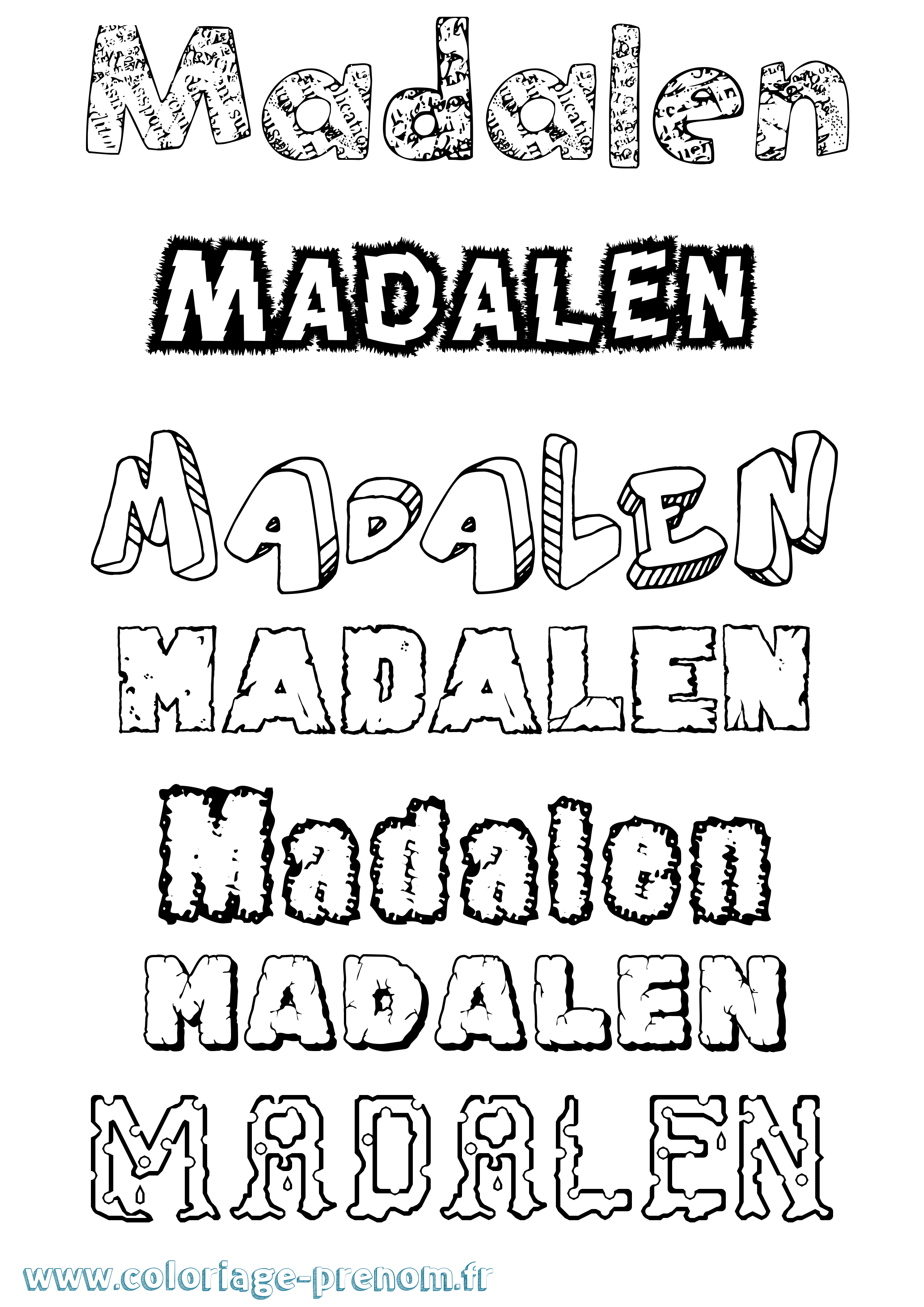 Coloriage Madalen Destructuré Coloriage prénom Madalen Destructuré