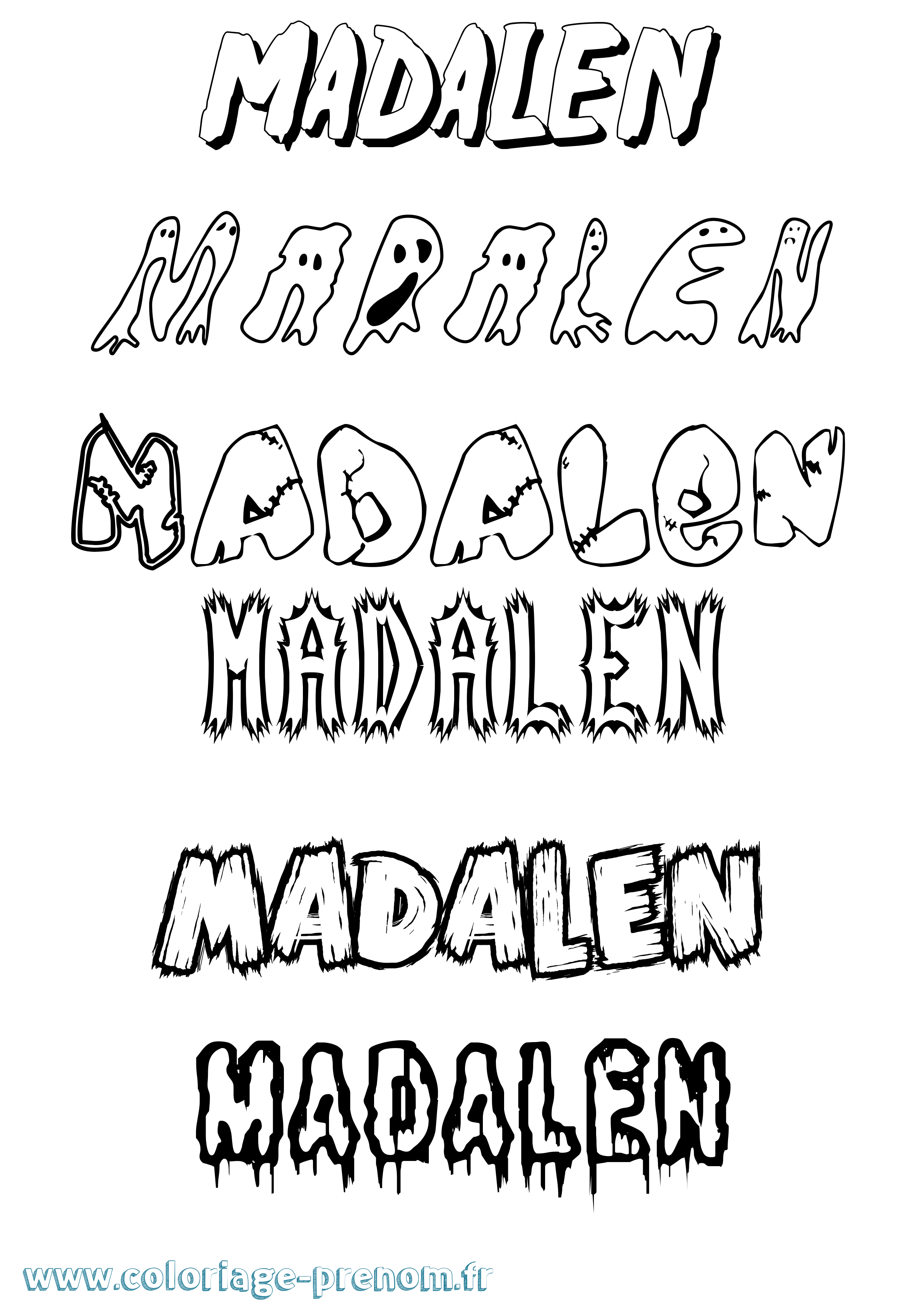 Coloriage prénom Madalen Frisson