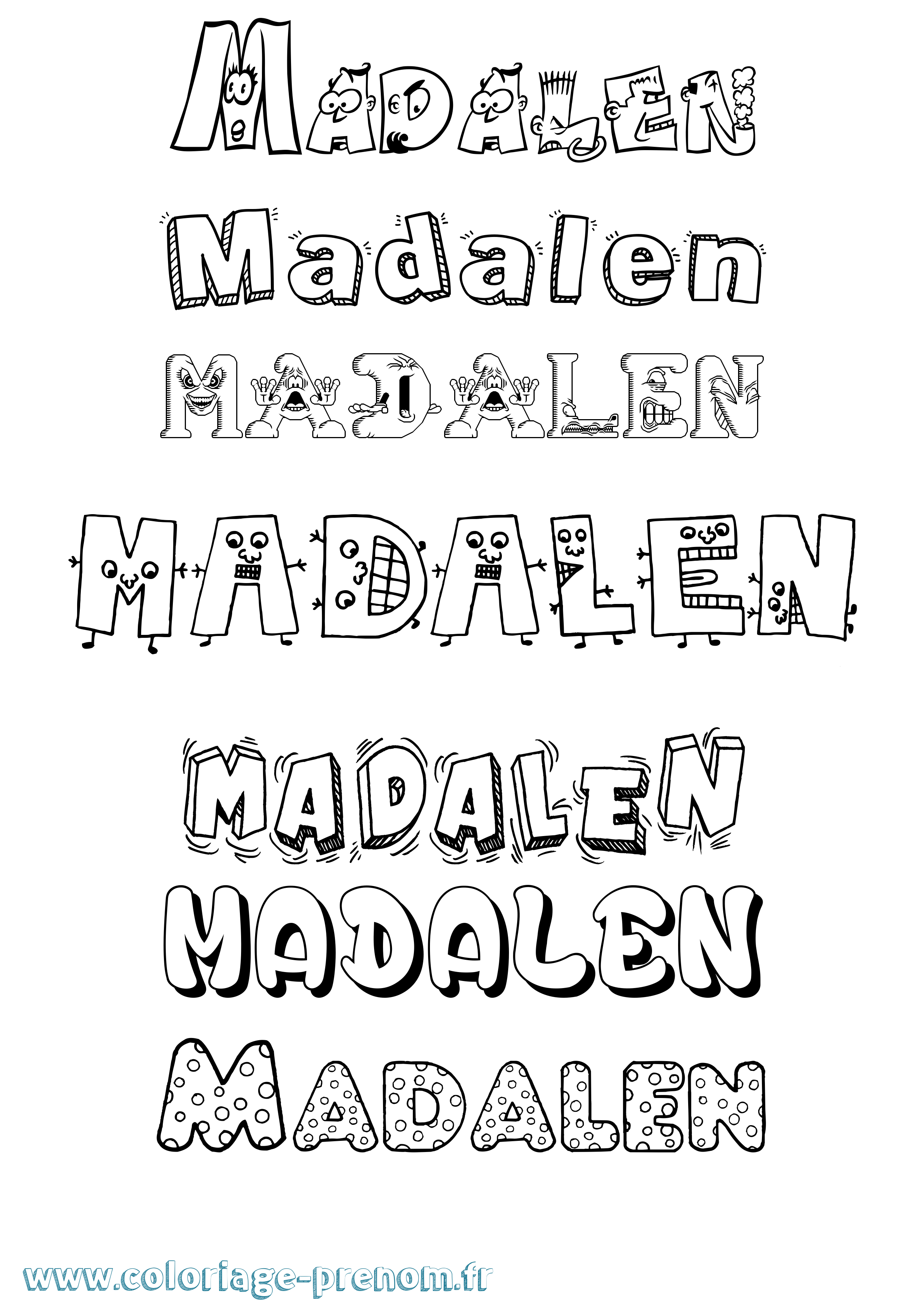 Coloriage prénom Madalen Fun