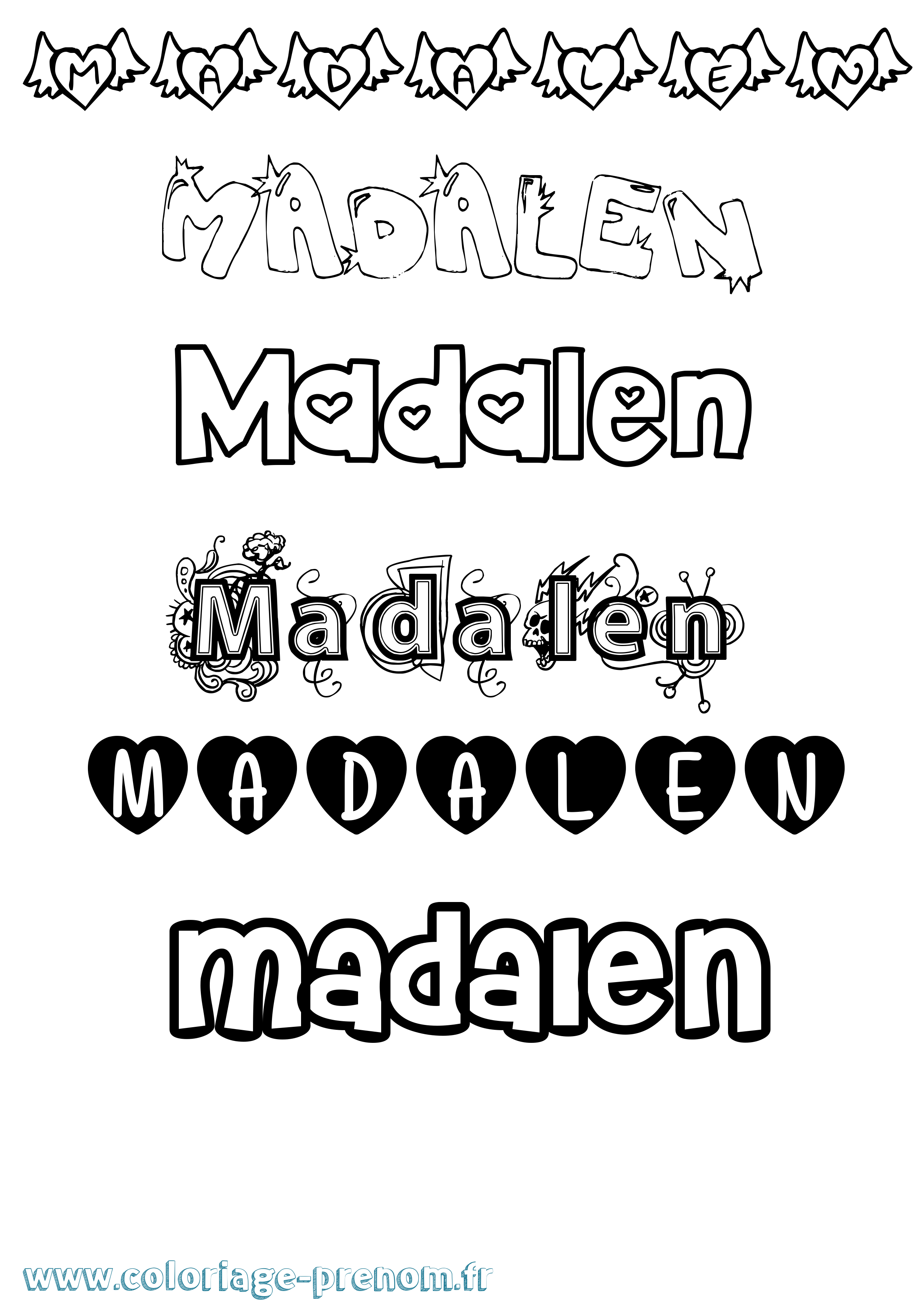 Coloriage Madalen Girly Coloriage prénom Madalen Girly