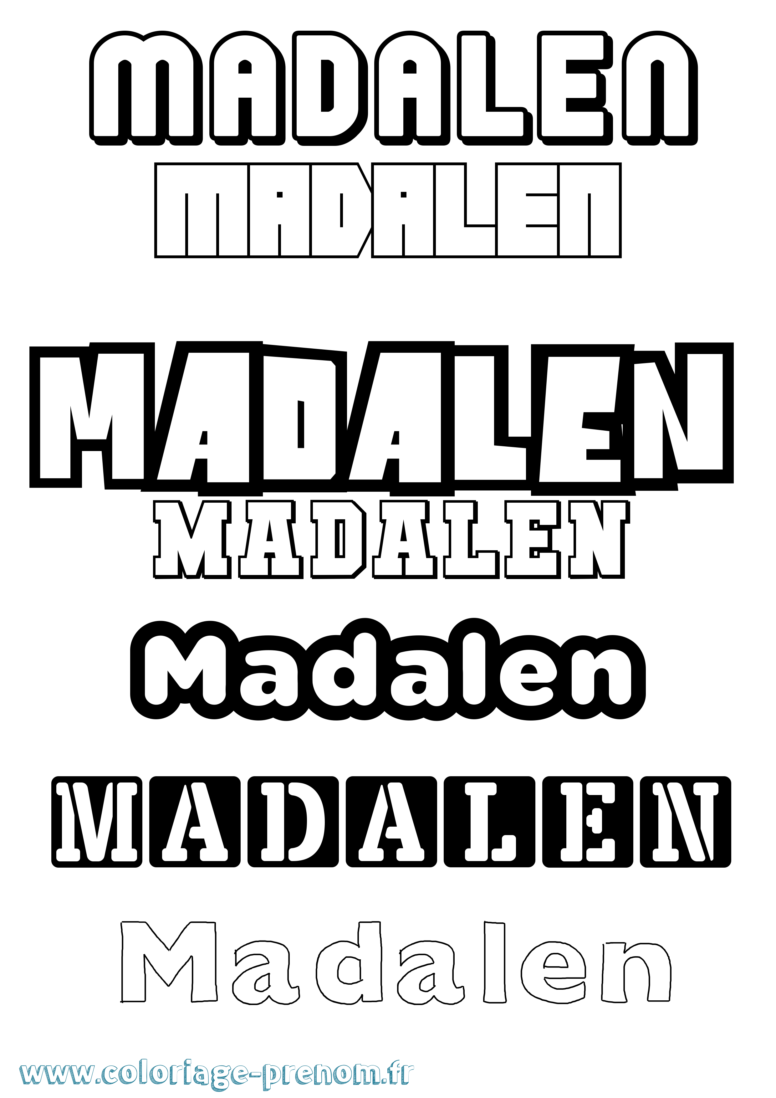 Coloriage prénom Madalen Simple