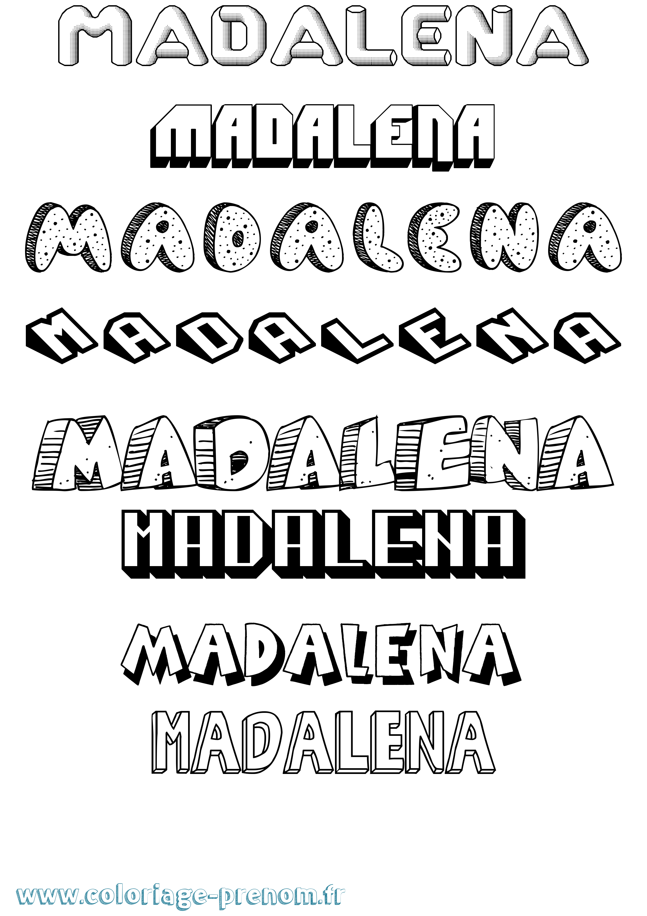 Coloriage prénom Madalena Effet 3D