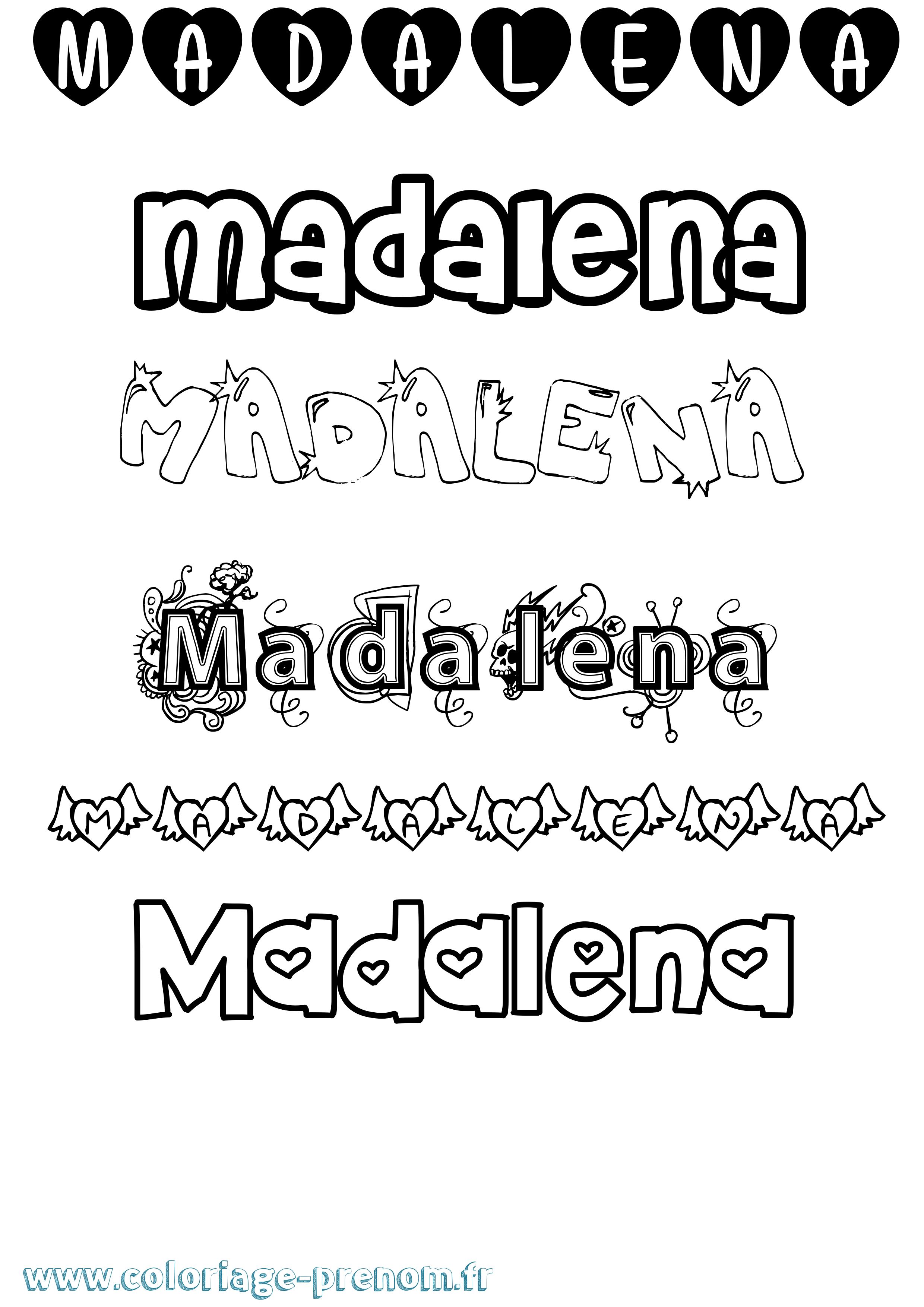 Coloriage prénom Madalena Girly