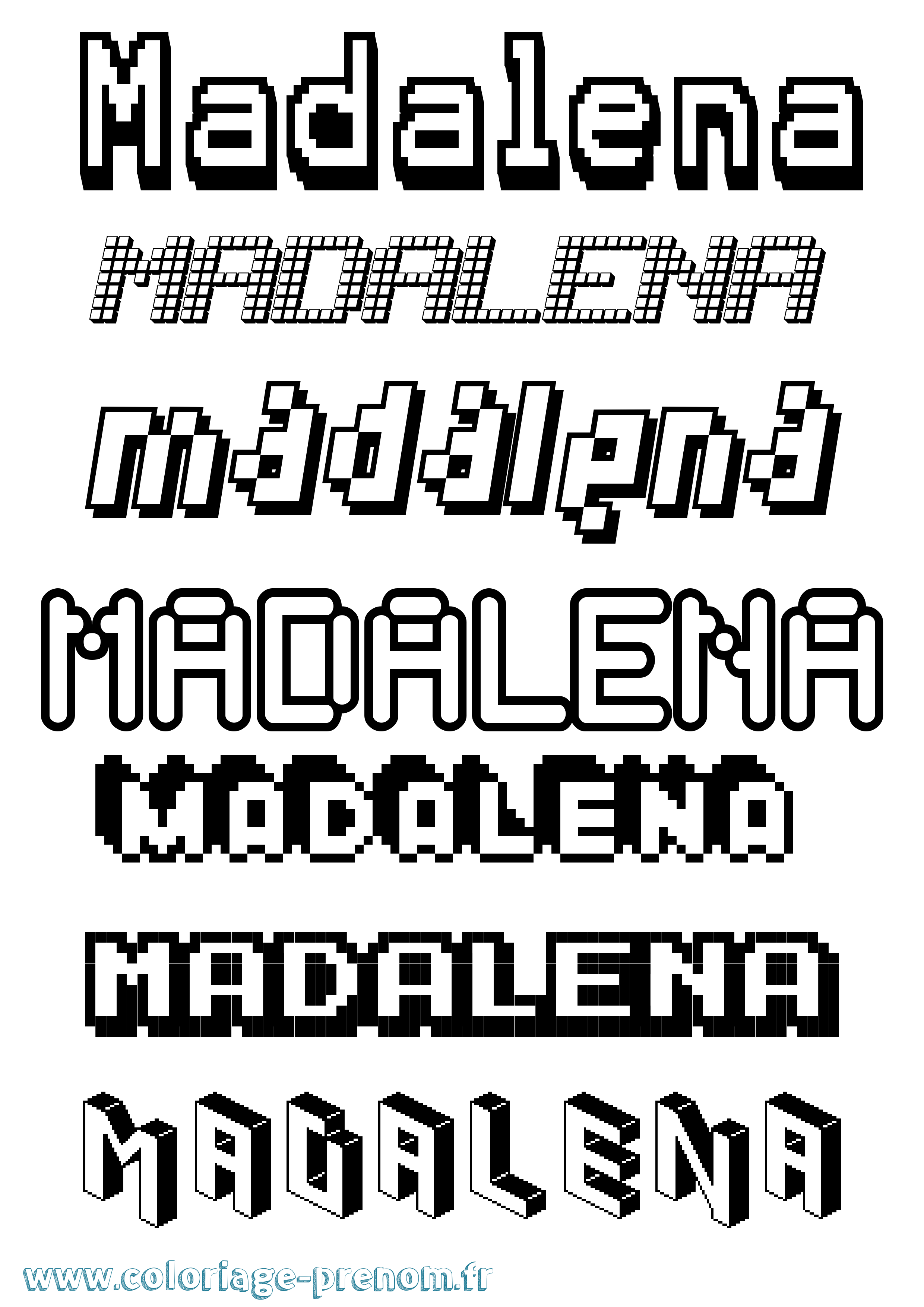Coloriage prénom Madalena Pixel