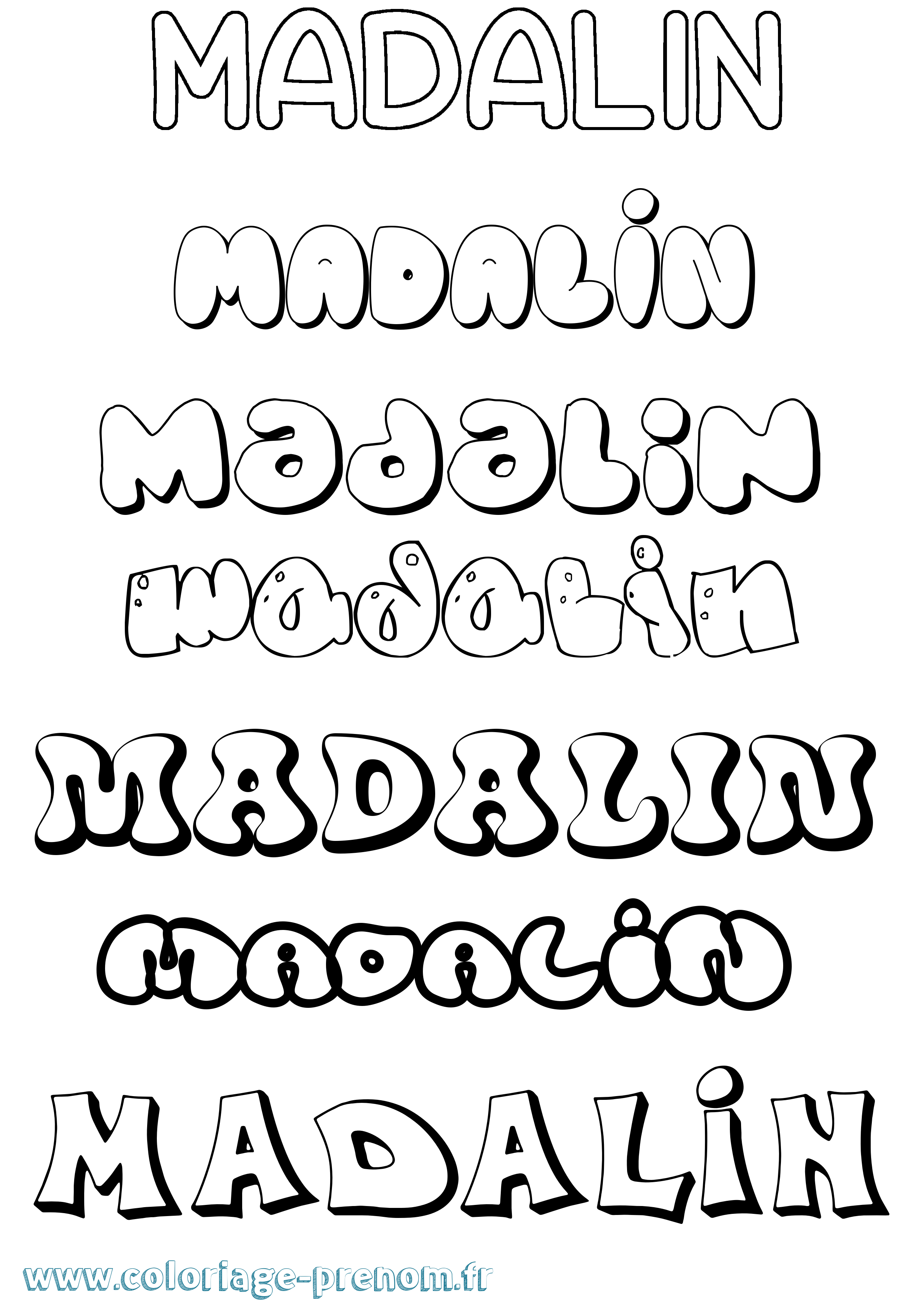 Coloriage prénom Madalin Bubble