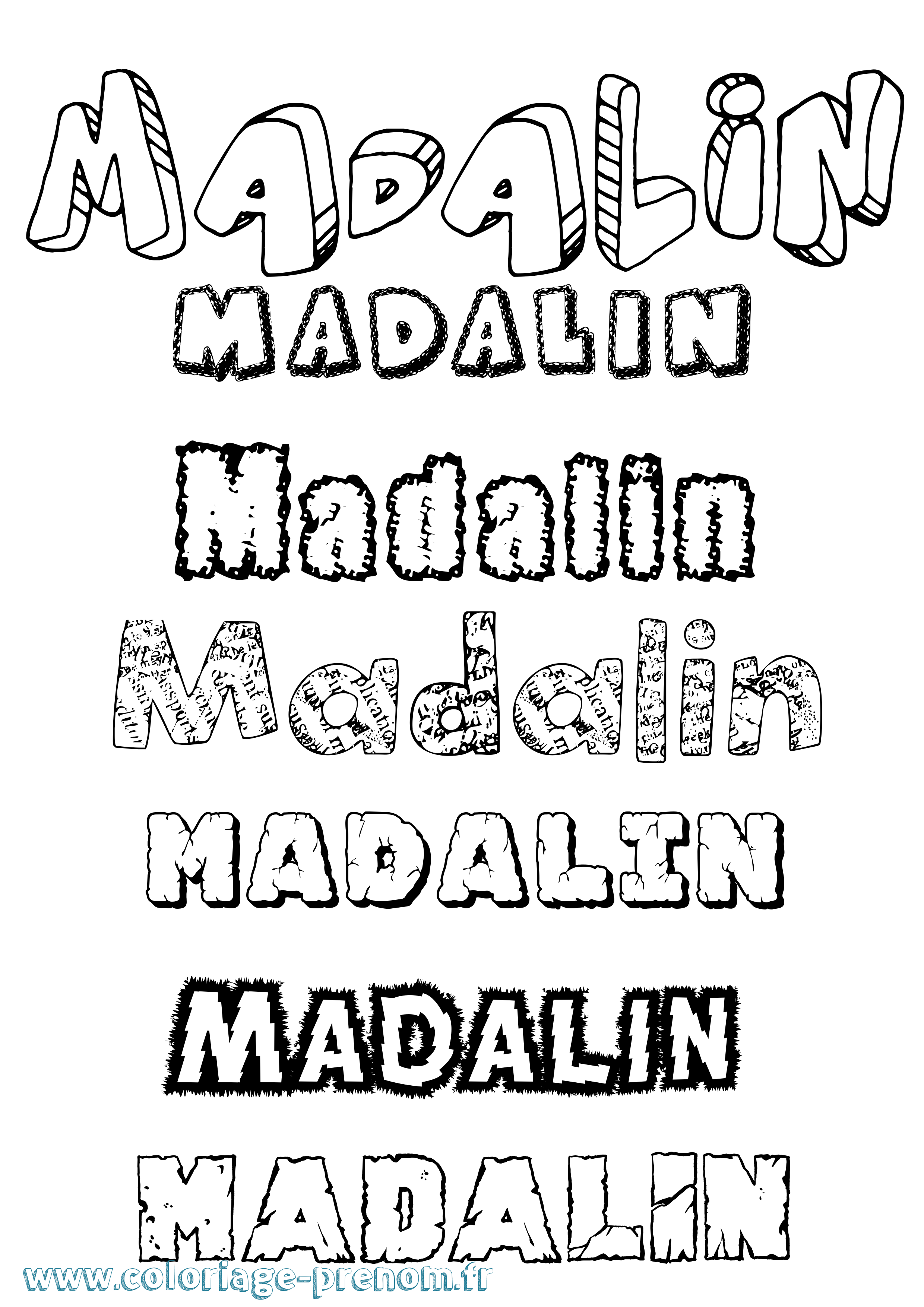 Coloriage prénom Madalin Destructuré