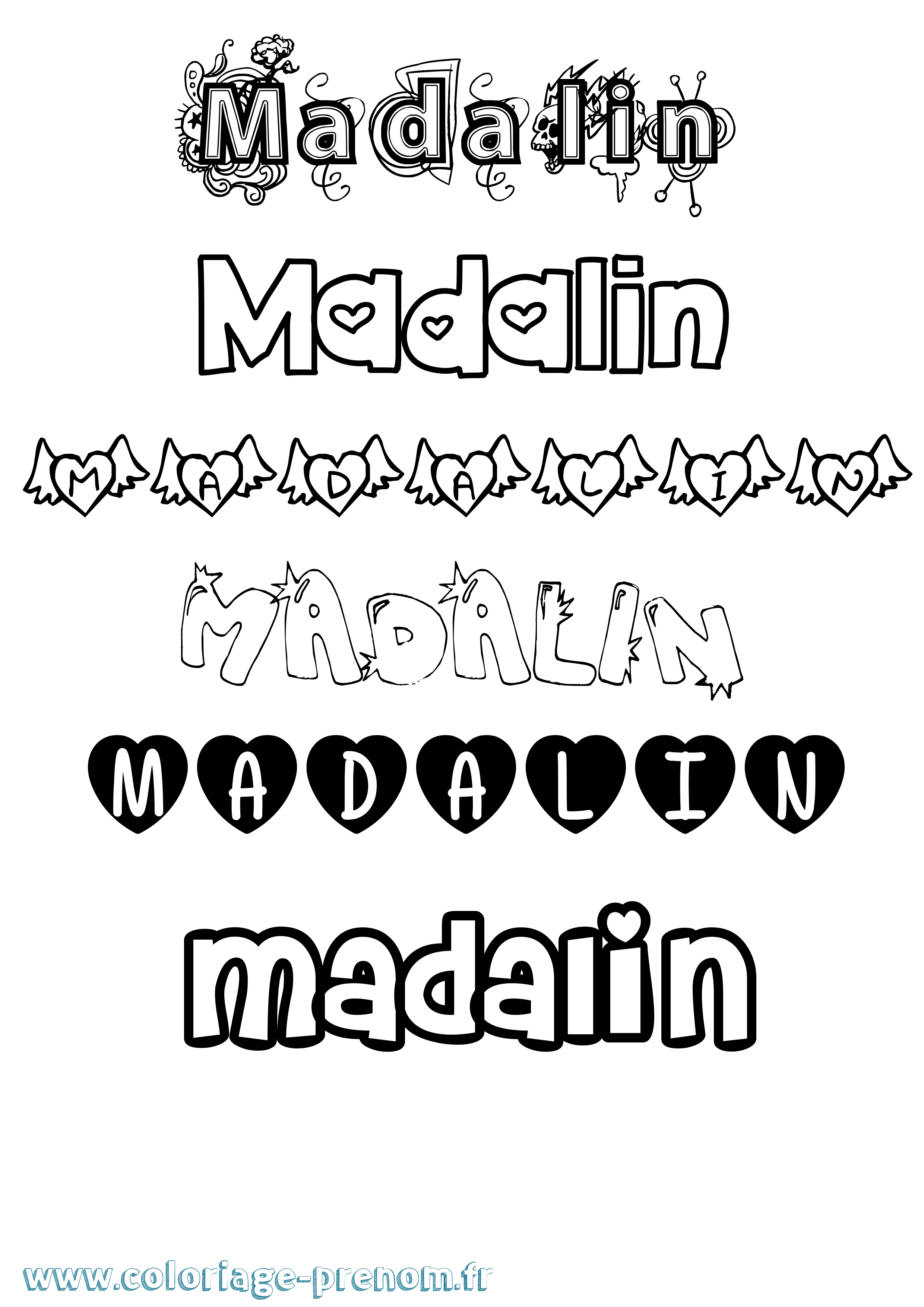 Coloriage prénom Madalin Girly