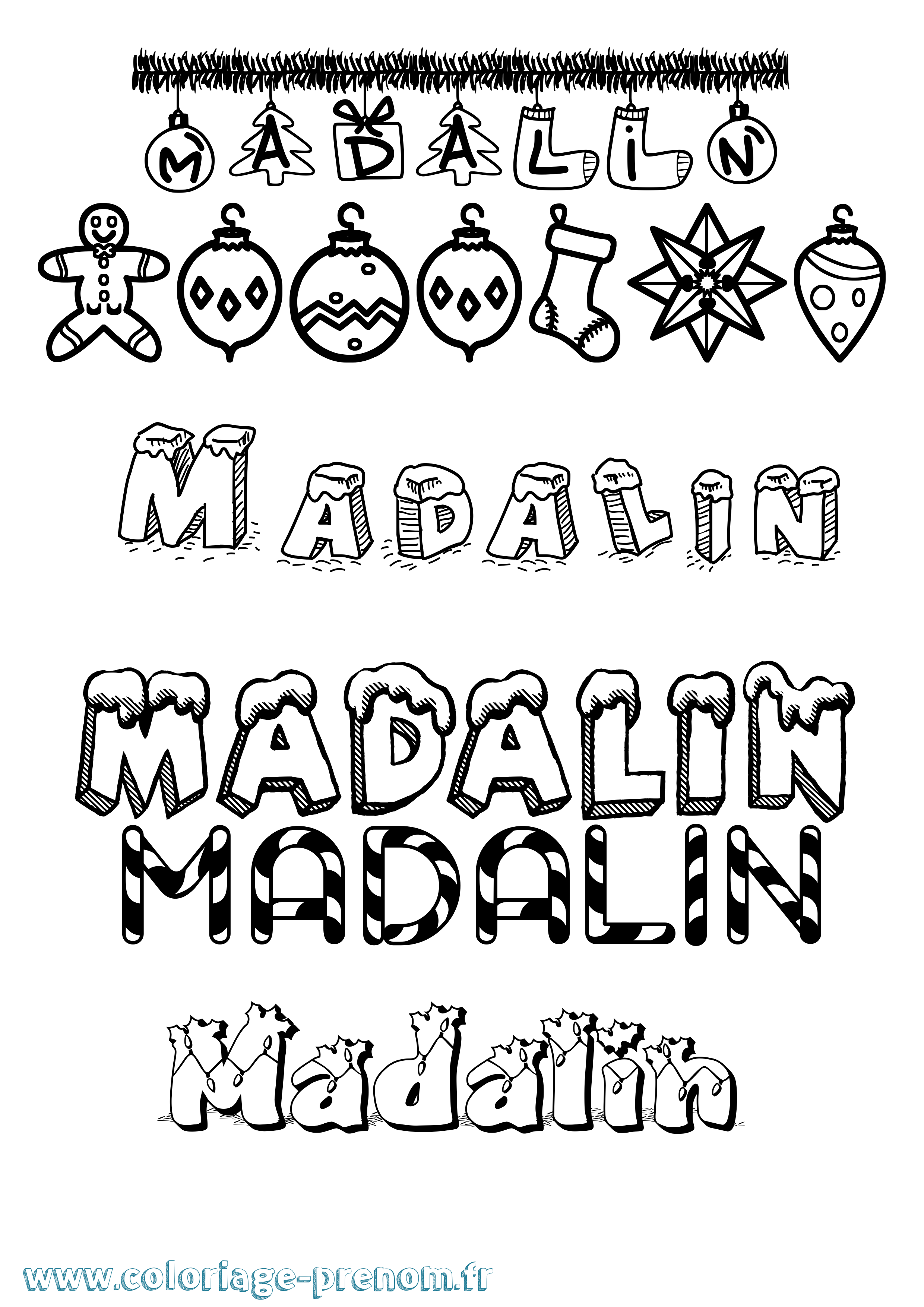 Coloriage prénom Madalin Noël